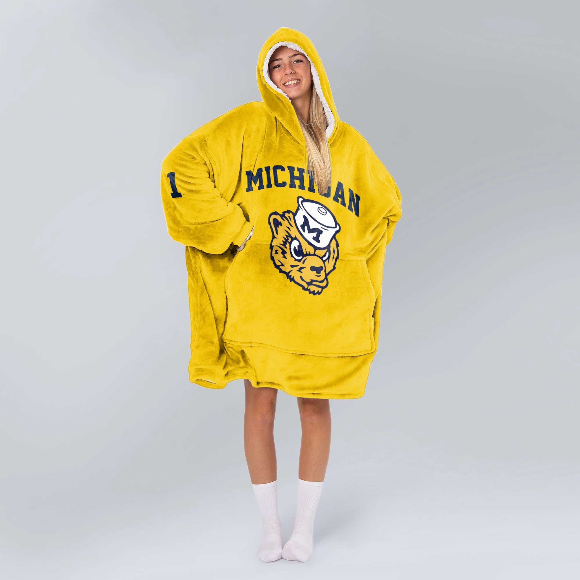 Adult 1 Michigan Football Unisex Blanket Hoodie