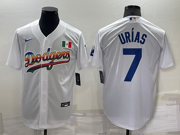 Men's  Los Angeles Dodgers #7 Julio Urias White Stitched Cool Base MLB Jersey
