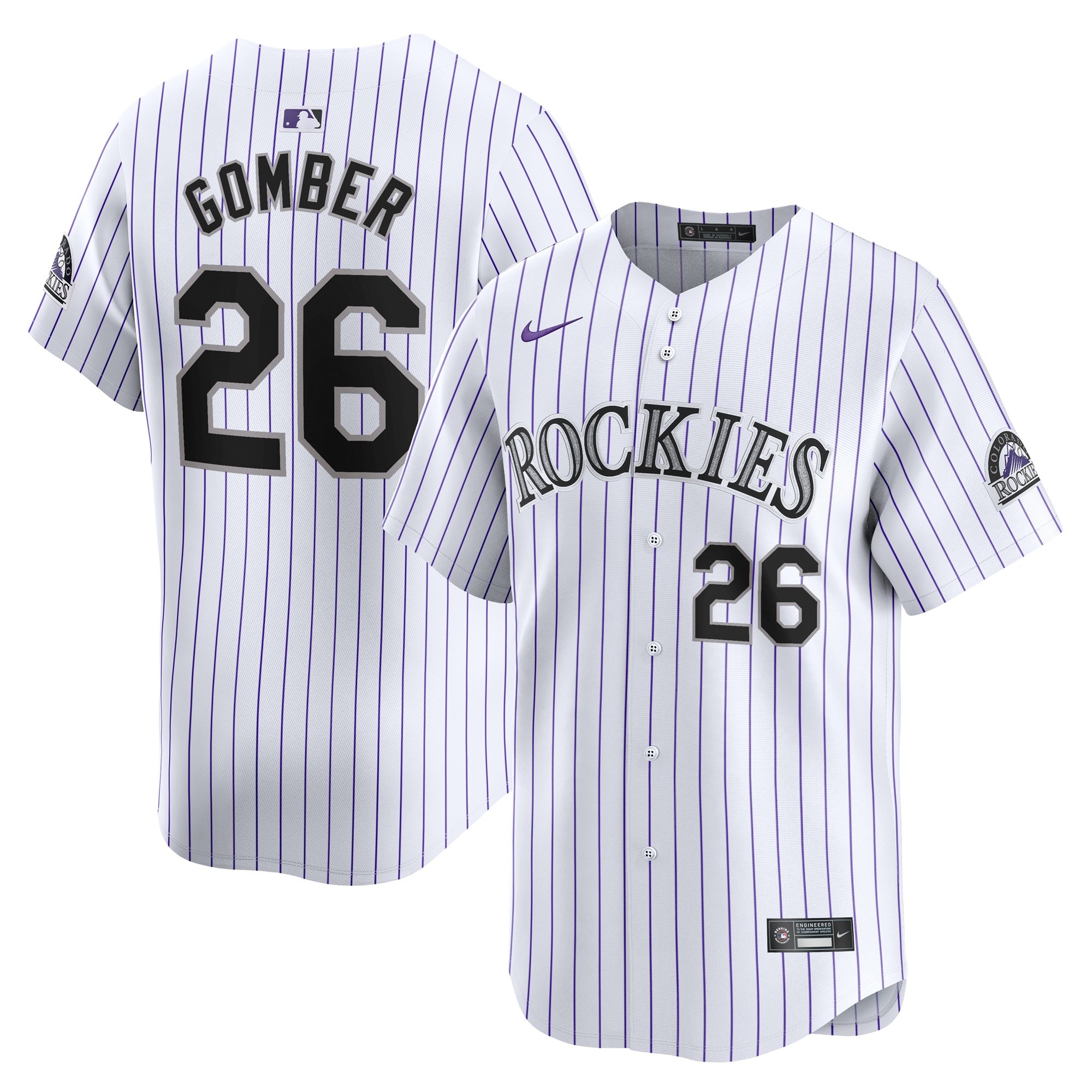 Men's Colorado Rockies Austin Gomber  White Home Limited Player Jersey