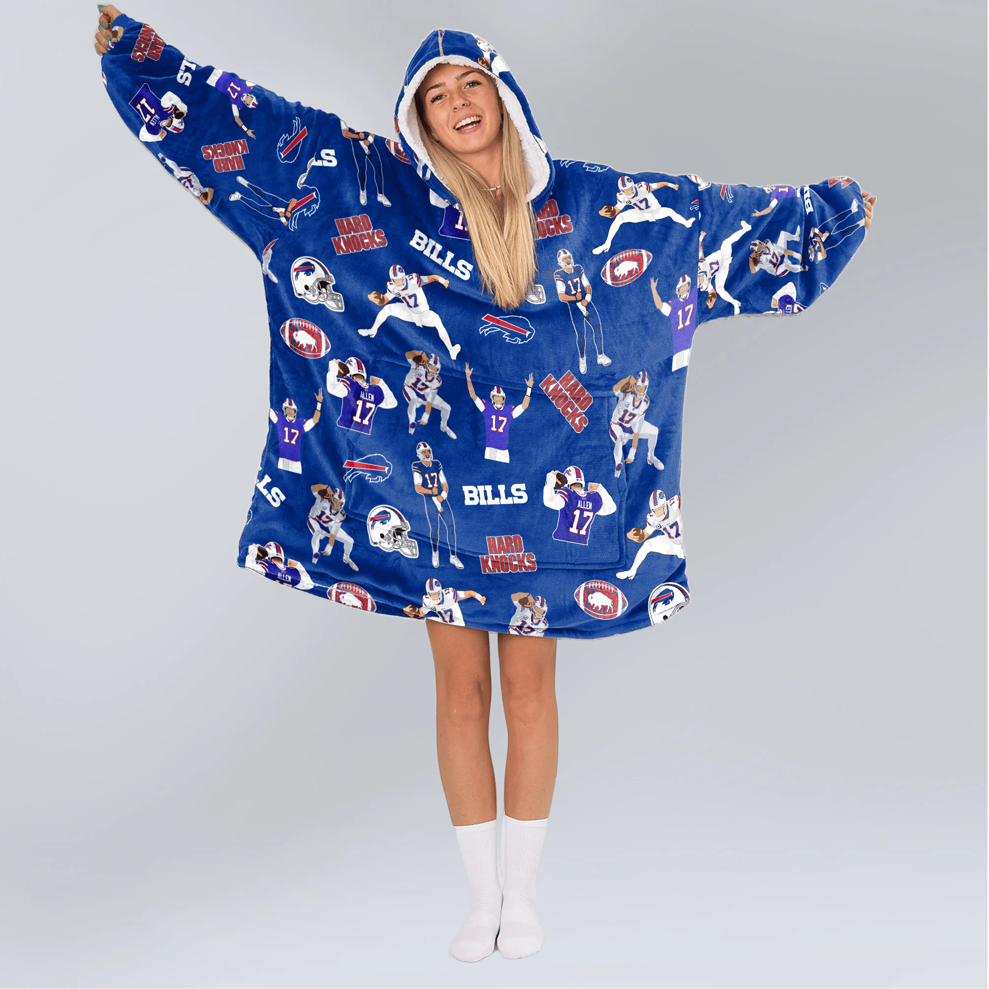 J.A 17 Buffalo Football Full Patterns Unisex Blanket Hoodie