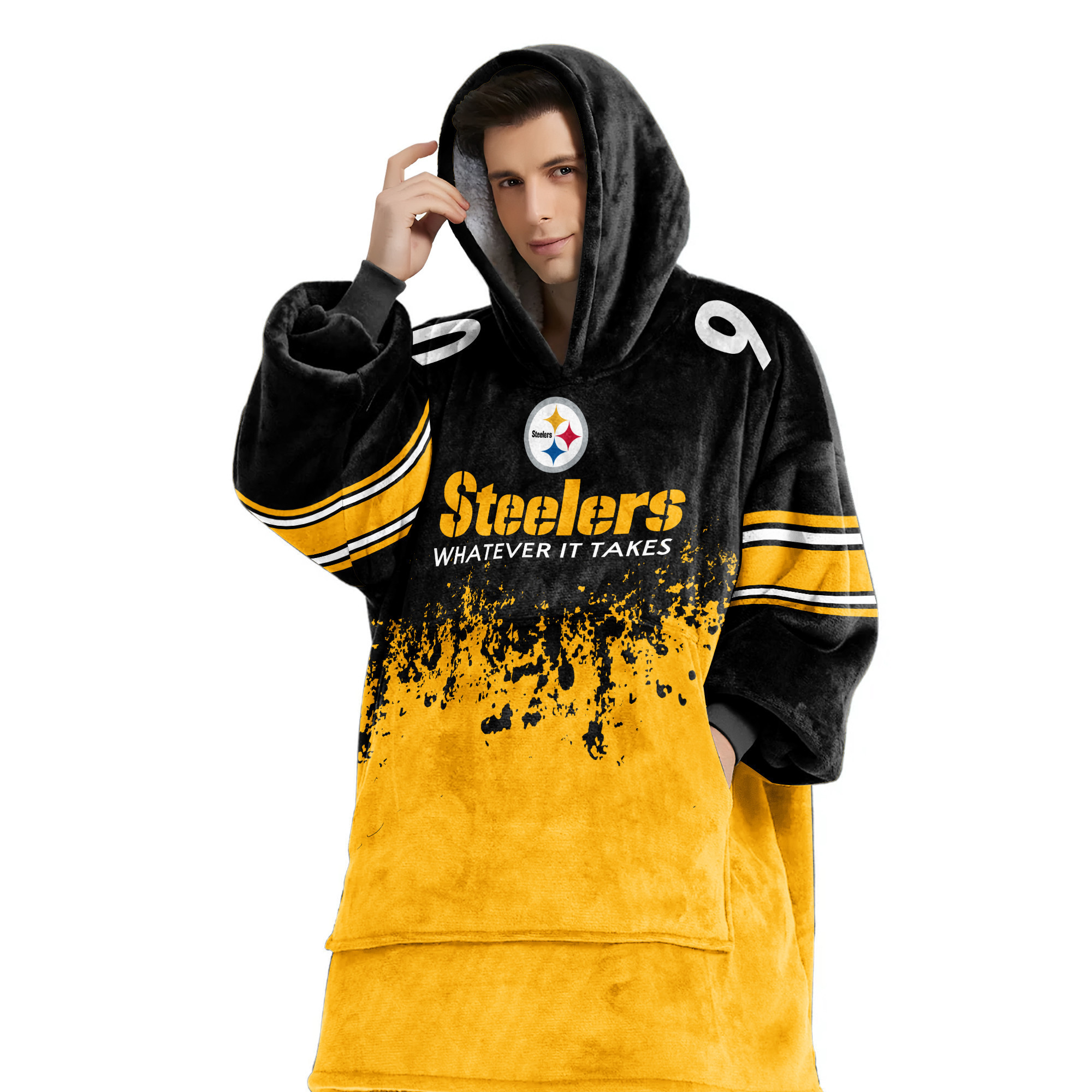Adult 90 Pittsburgh Football Unisex Blanket Hoodie