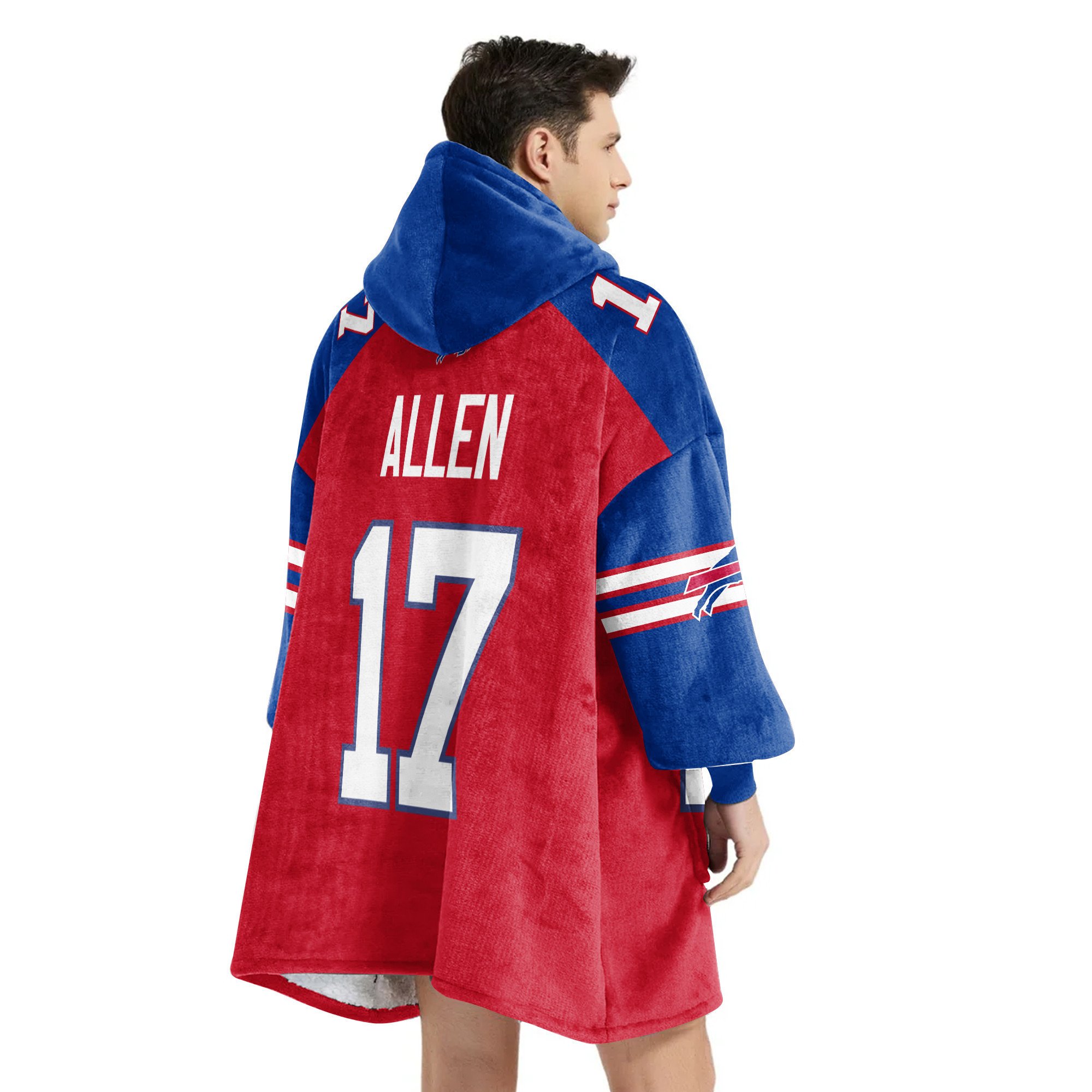 Adult 17 Buffalo Football Unisex Blanket Hoodie