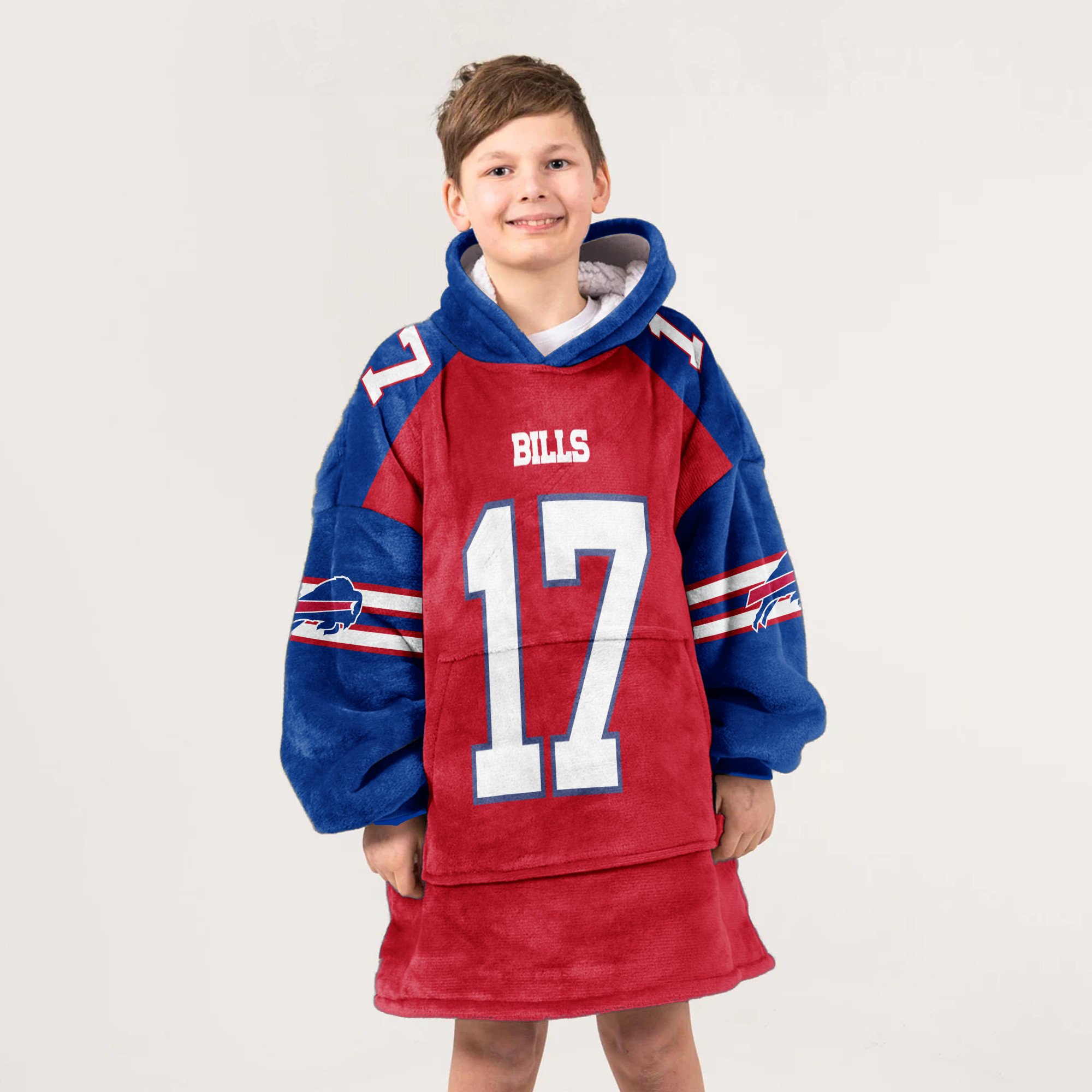 Adult 17 Buffalo Football Unisex Blanket Hoodie