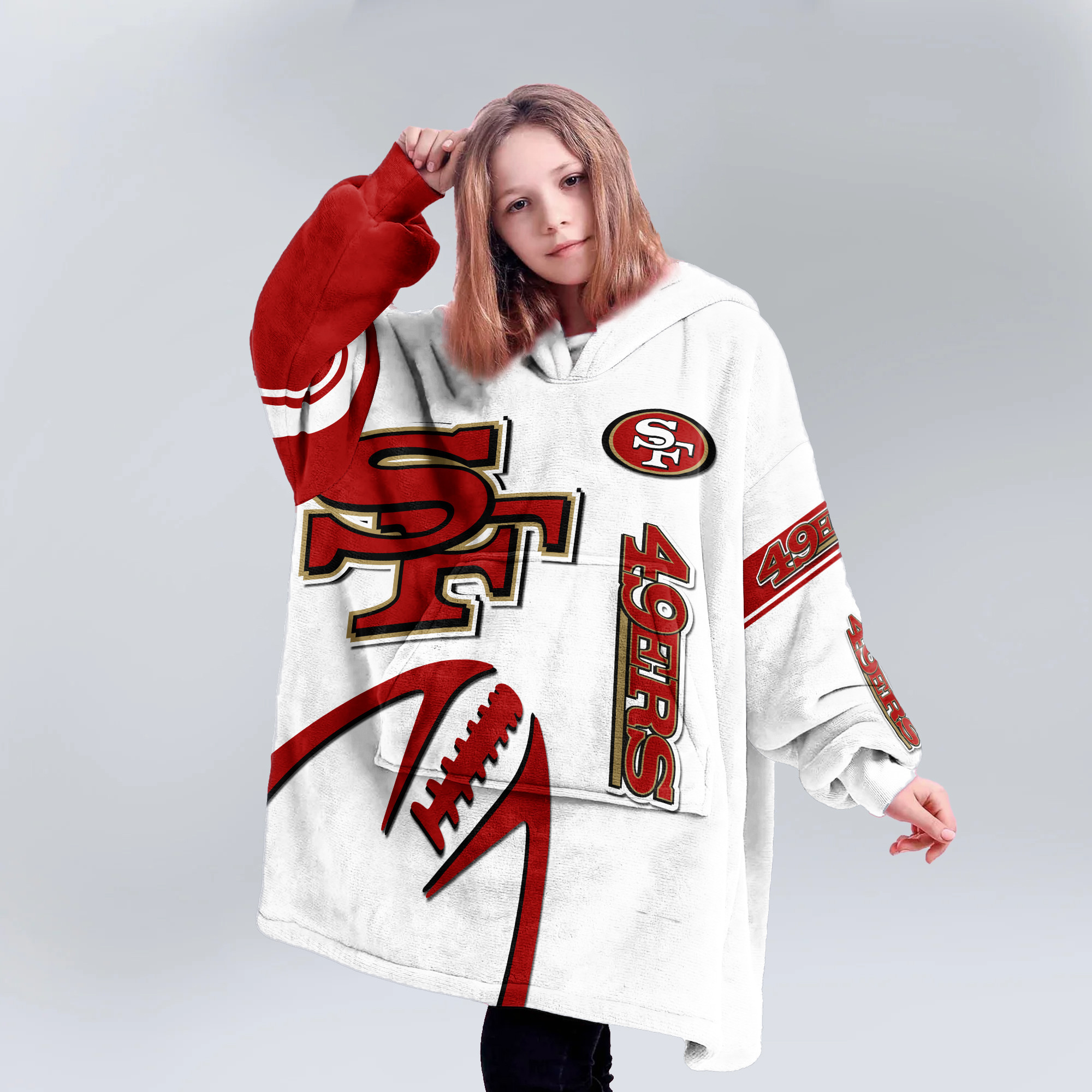 Adult San Francisco 49ers Football Unisex Blanket Hoodie