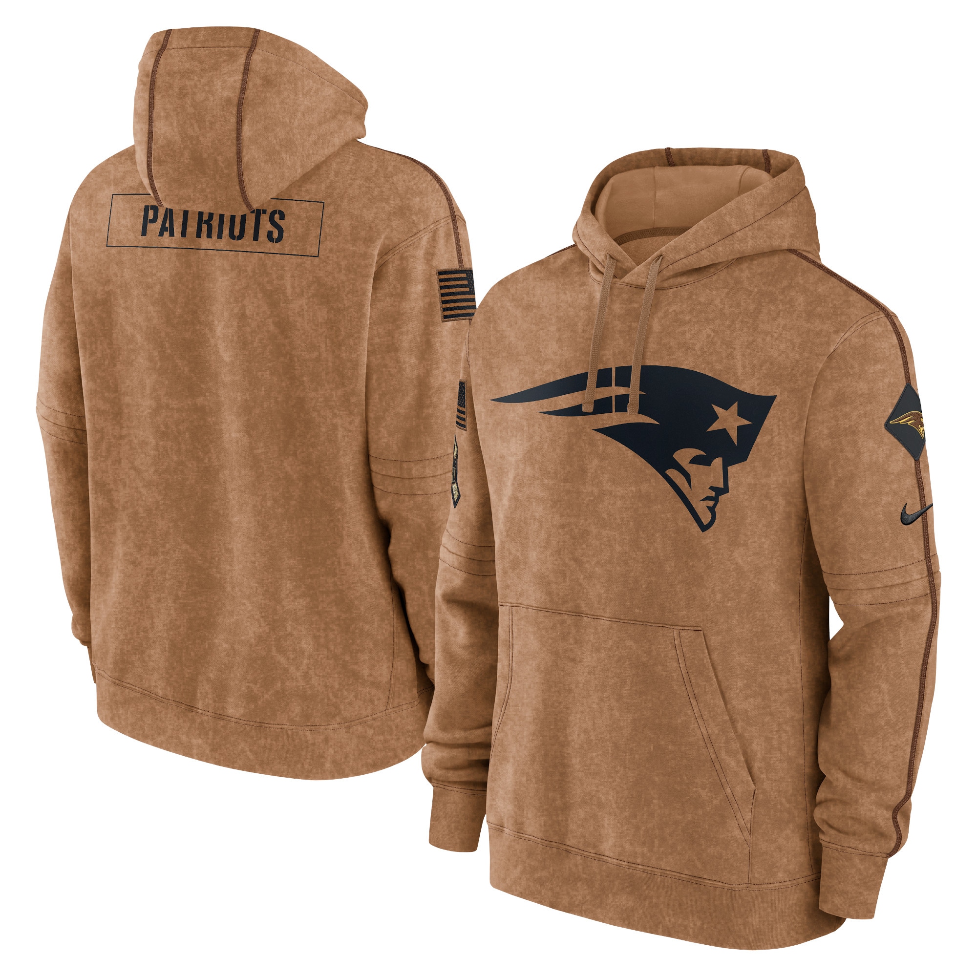 New England Patriots  2023 Salute To Service Club Pullover Hoodie - Brown