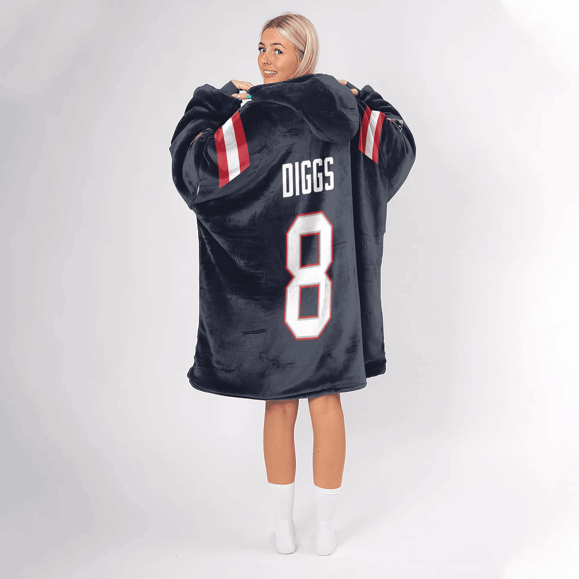 Adult 8 New England Football Unisex Blanket Hoodie