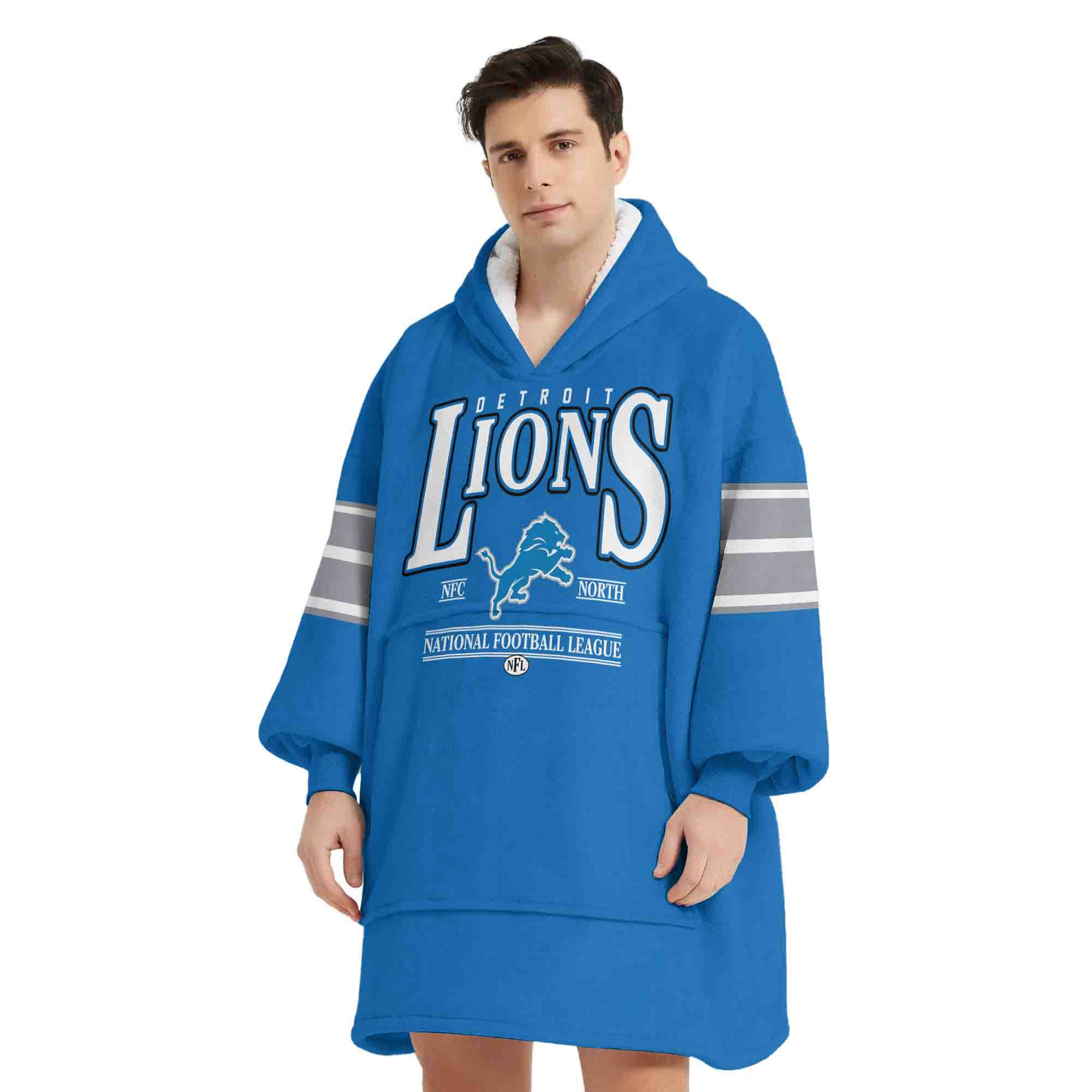 Adult JG 16 Detroit Football Unisex Blanket Hoodie
