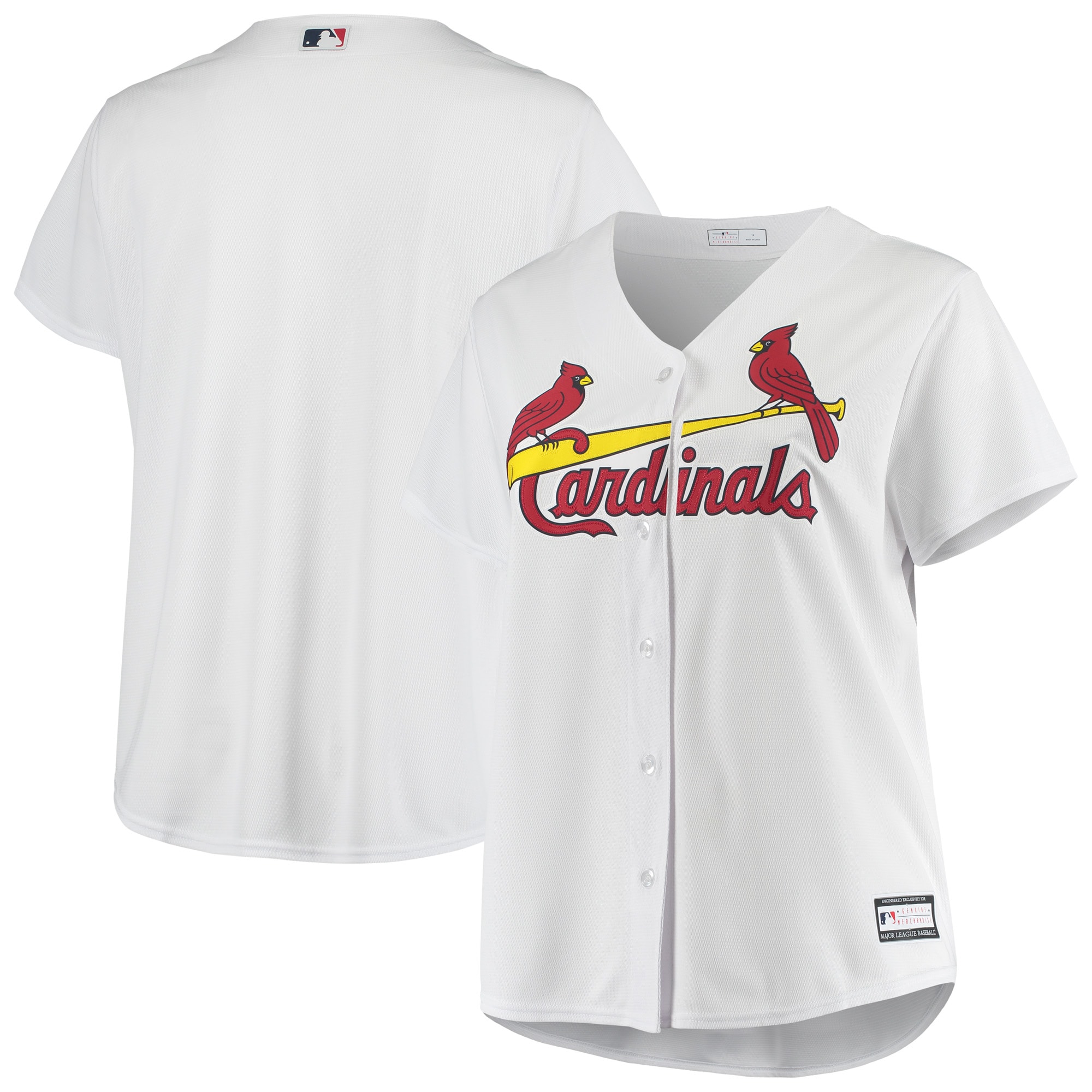 St.Louis Cardinals Women's Plus Size Home Replica Team Jersey - White