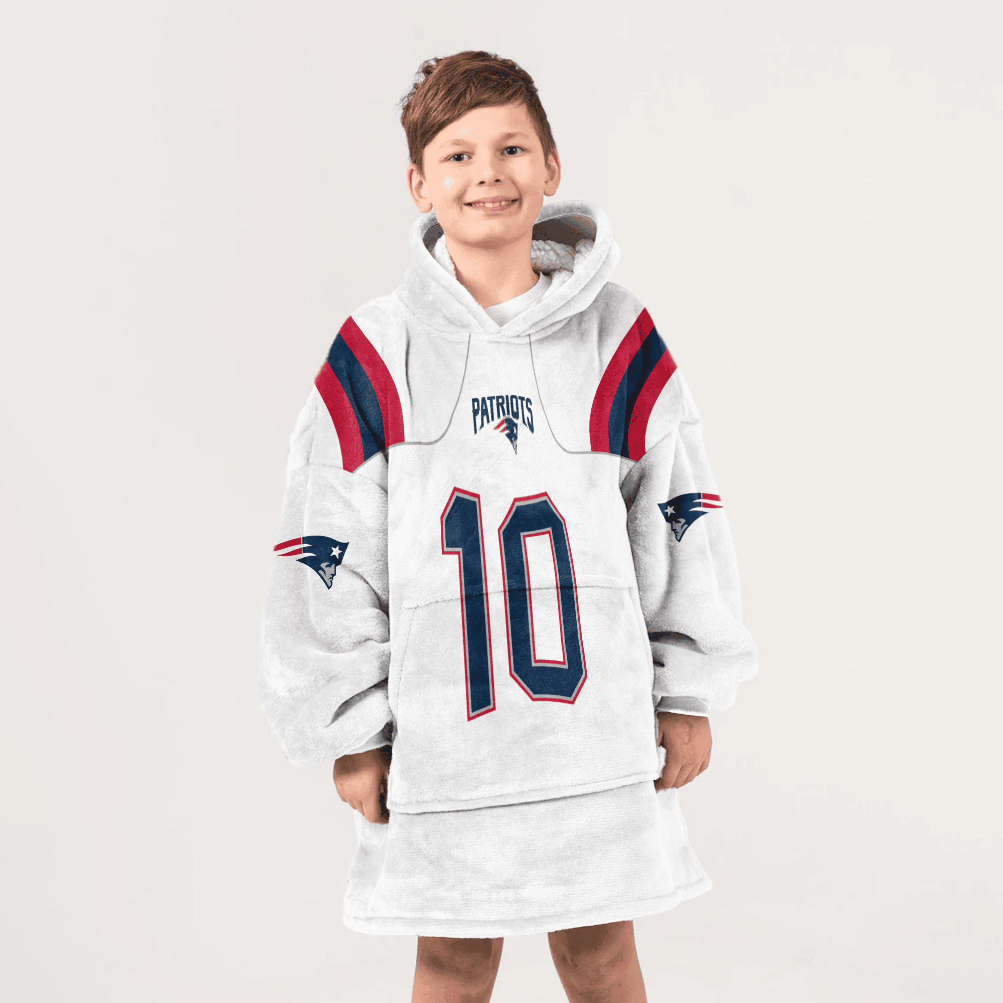 Kid 10 New England Football Unisex Blanket Hoodie
