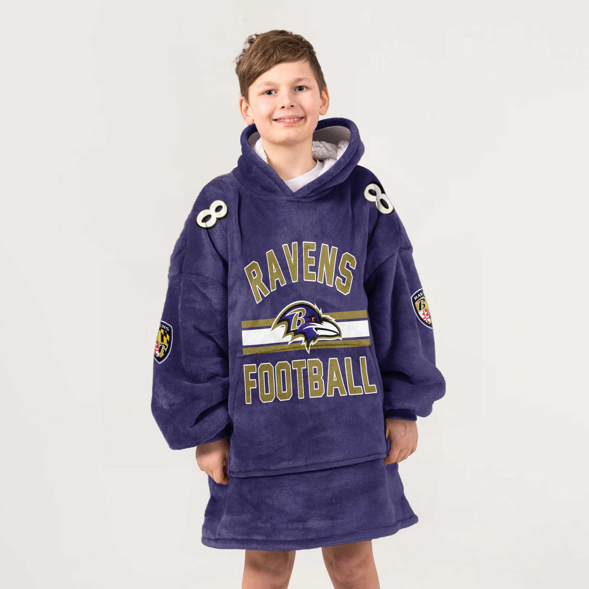 Adult L.J 8 Baltimore Football Unisex Blanket Hoodie