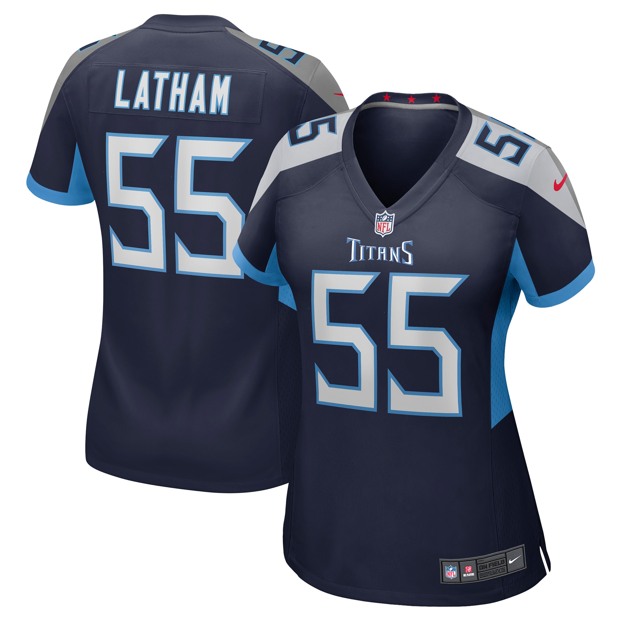JC Latham Tennessee Titans Women's Team Game Jersey -  Navy