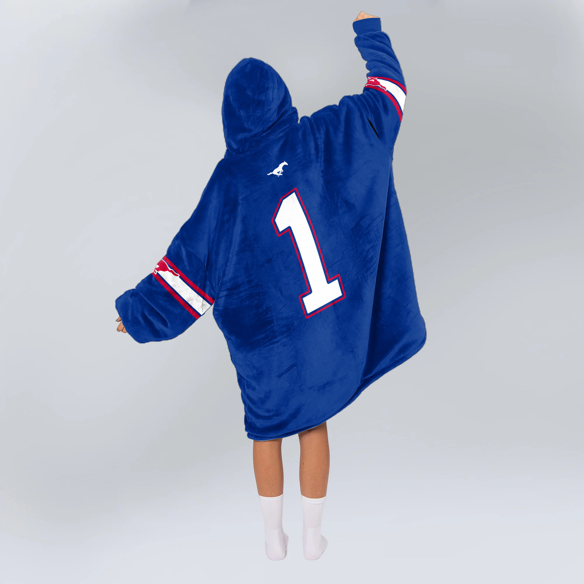 Adult #1 SMU Football Unisex Blanket Hoodie