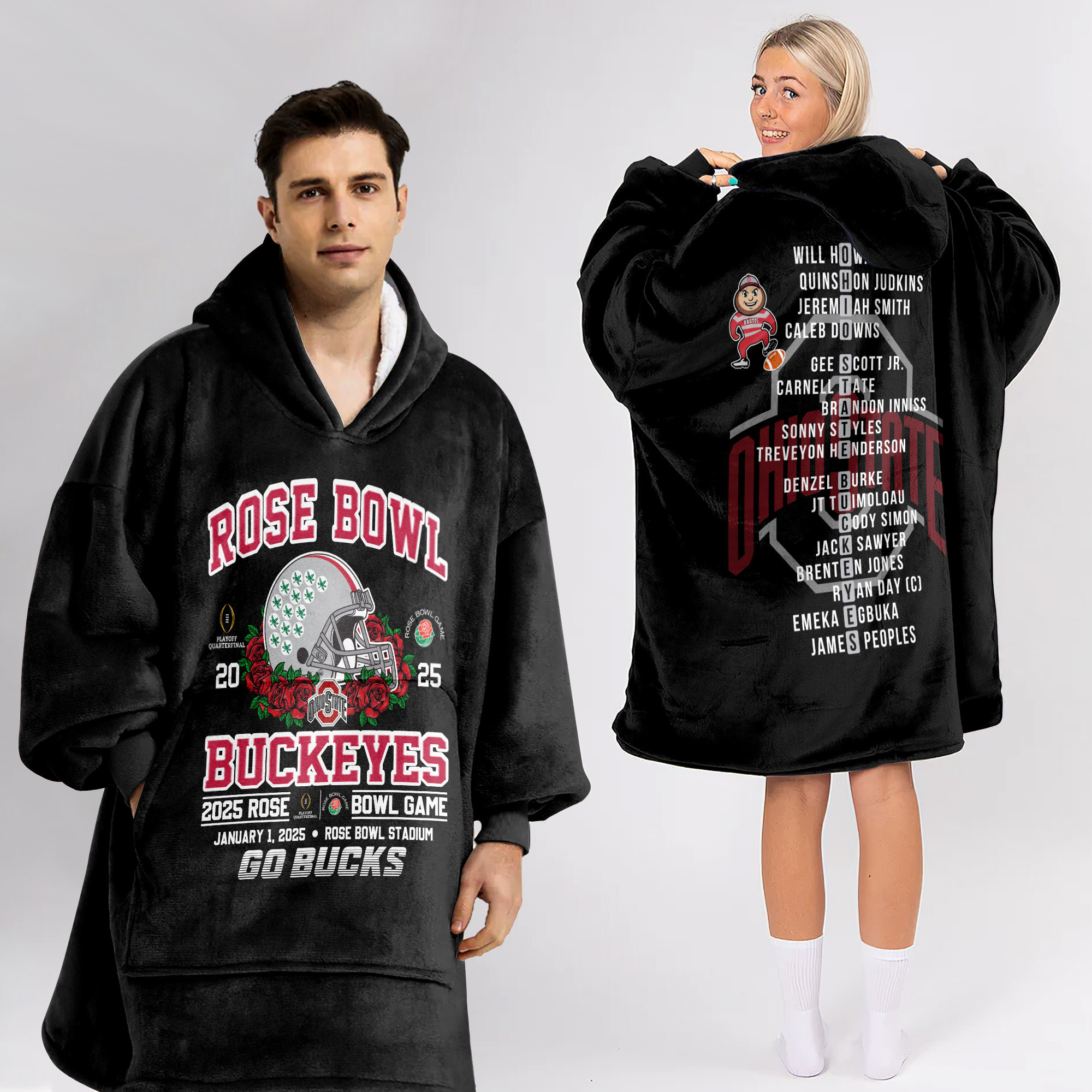 Adult Champions Ohio State Football Unisex Blanket Hoodie