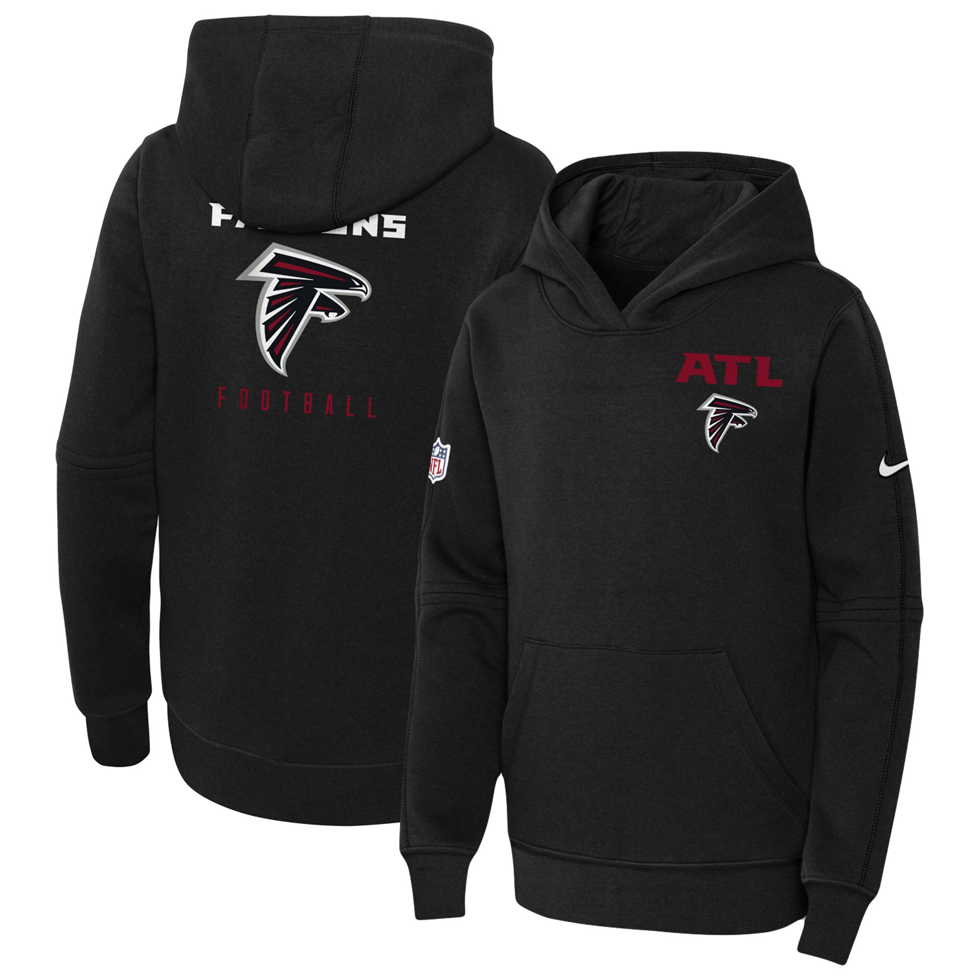 Atlanta Falcons  Youth 2023 Sideline Club Fleece Pullover Hoodie - Black