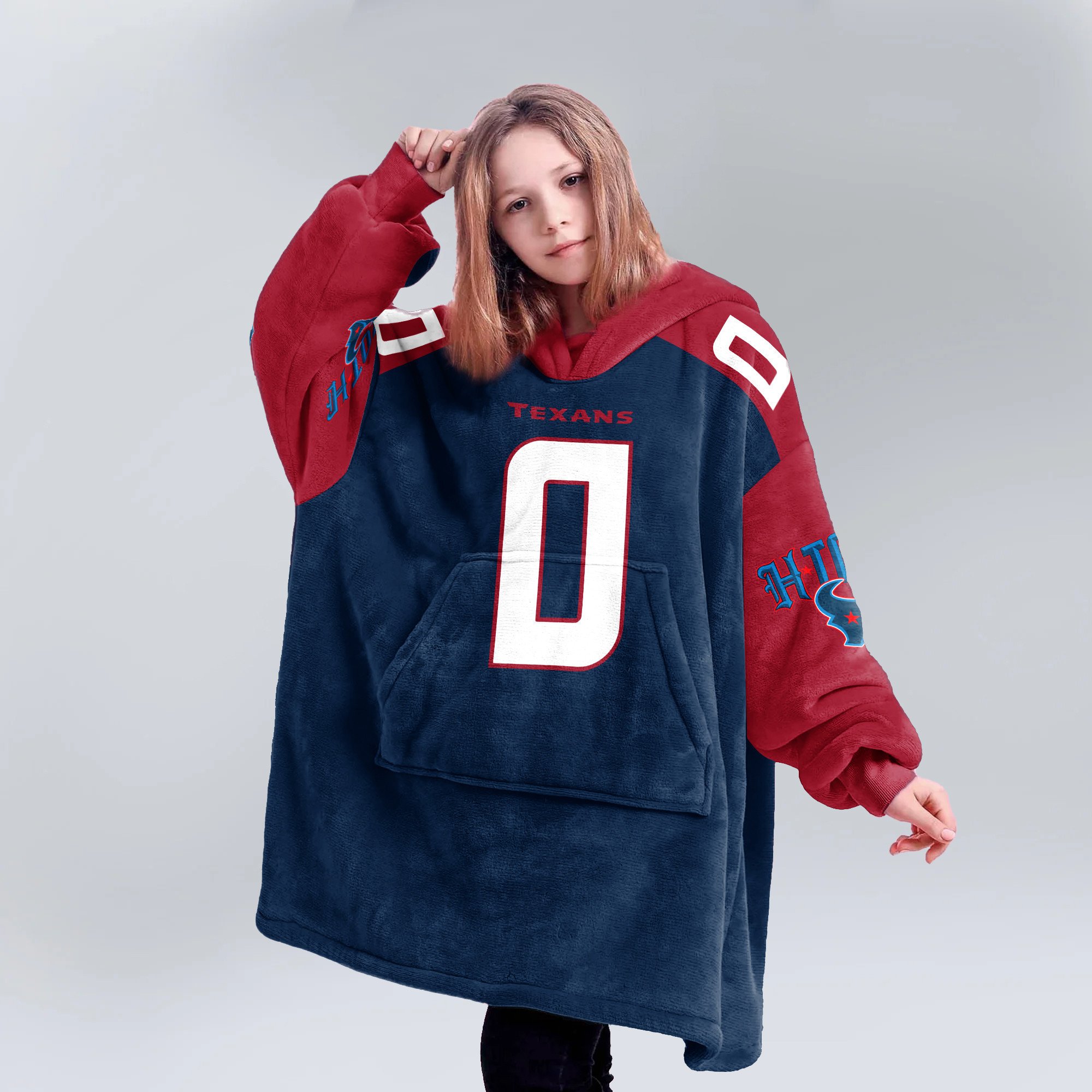 Adult 0 Houston Football Unisex Blanket Hoodie