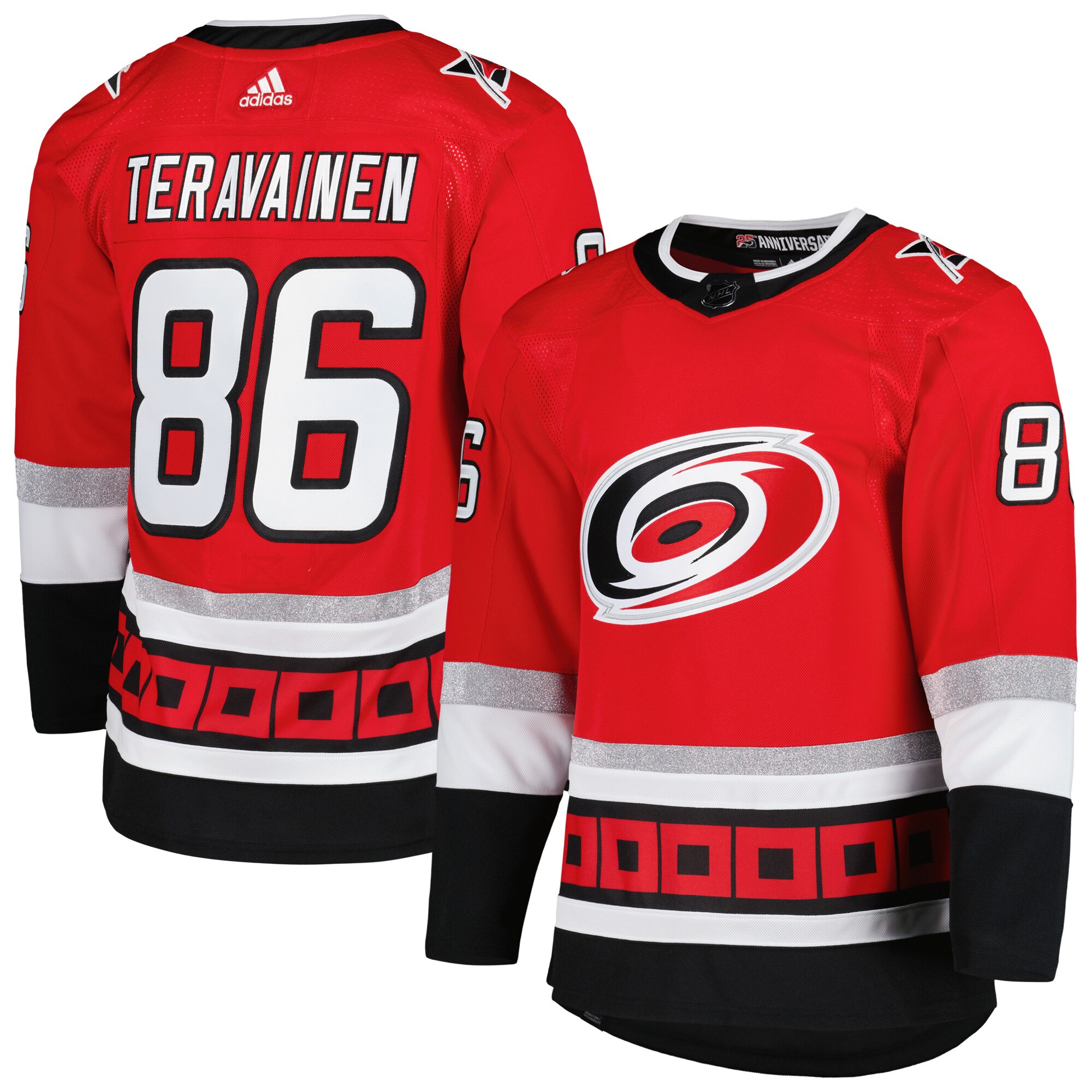 Teuvo Teravainen Carolina Hurricanes  25th Anniversary Authentic Pro Primegreen Player Jersey - Red
