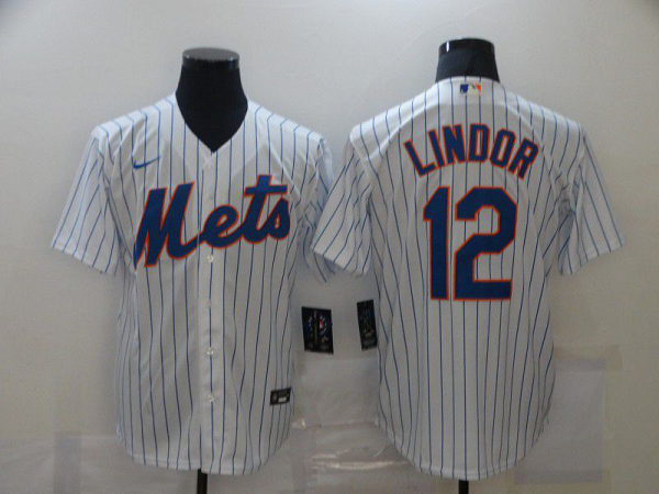 Men's New York Mets #12 Francisco Lindor White Stitched MLB Cool Base  Jersey