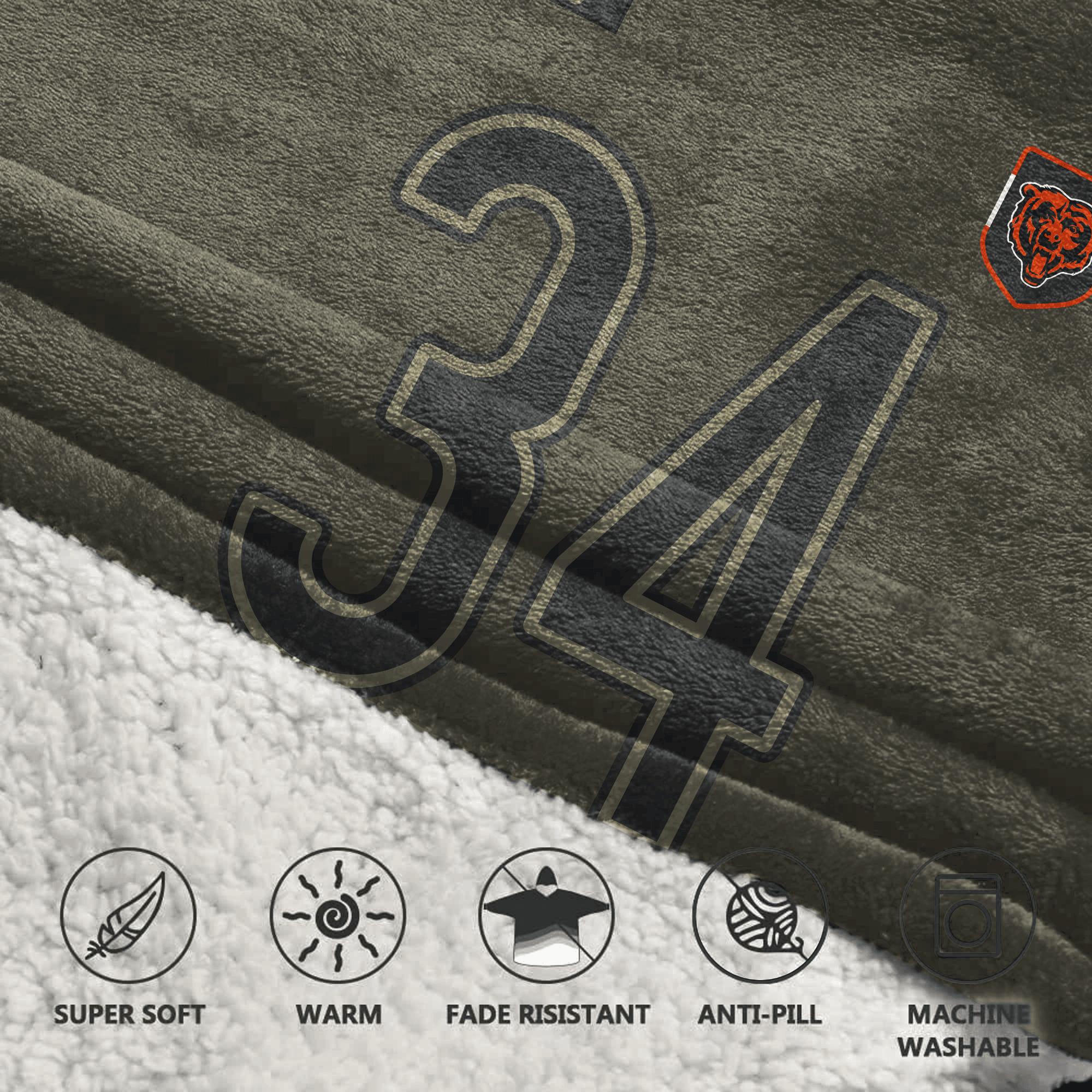 Adult W.P 34 Chicago Football Blanket Hoodie – Olive Salute to Service