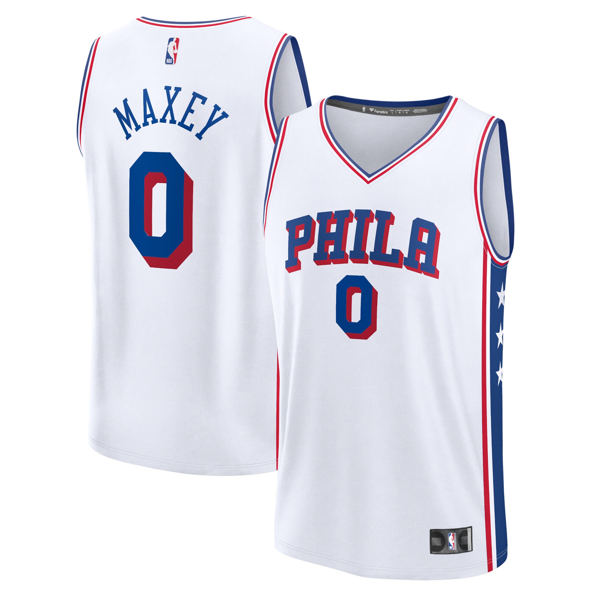 Men's Philadelphia 76ers Tyrese Maxey  White 2023/24 Fast Break Replica Jersey - Association Edition