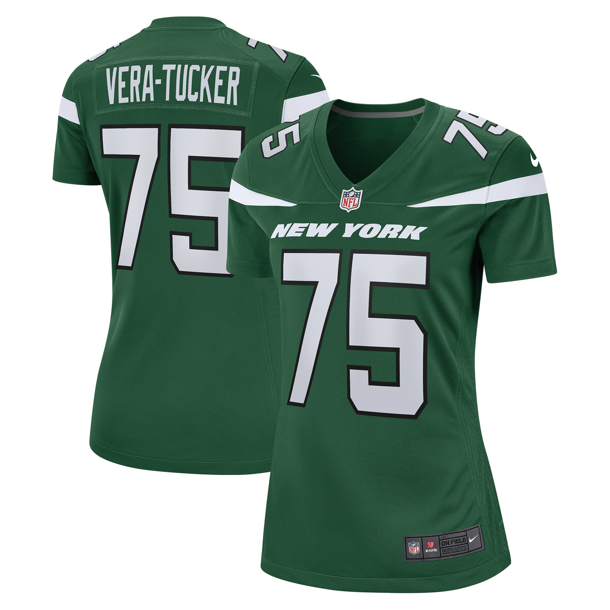 Alijah Vera-Tucker New York Jets  Women's Game Player Jersey - Gotham Green