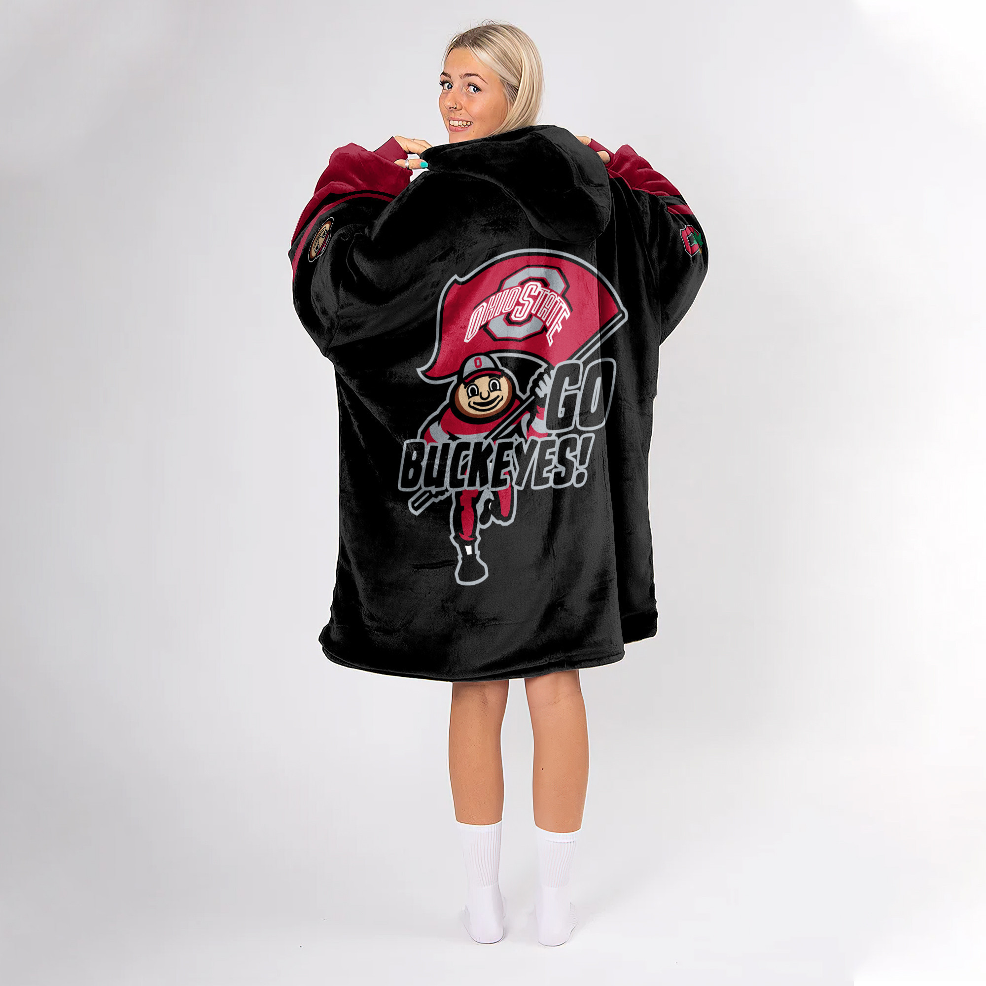 Adult Ohio State Football Unisex Blanket Hoodie
