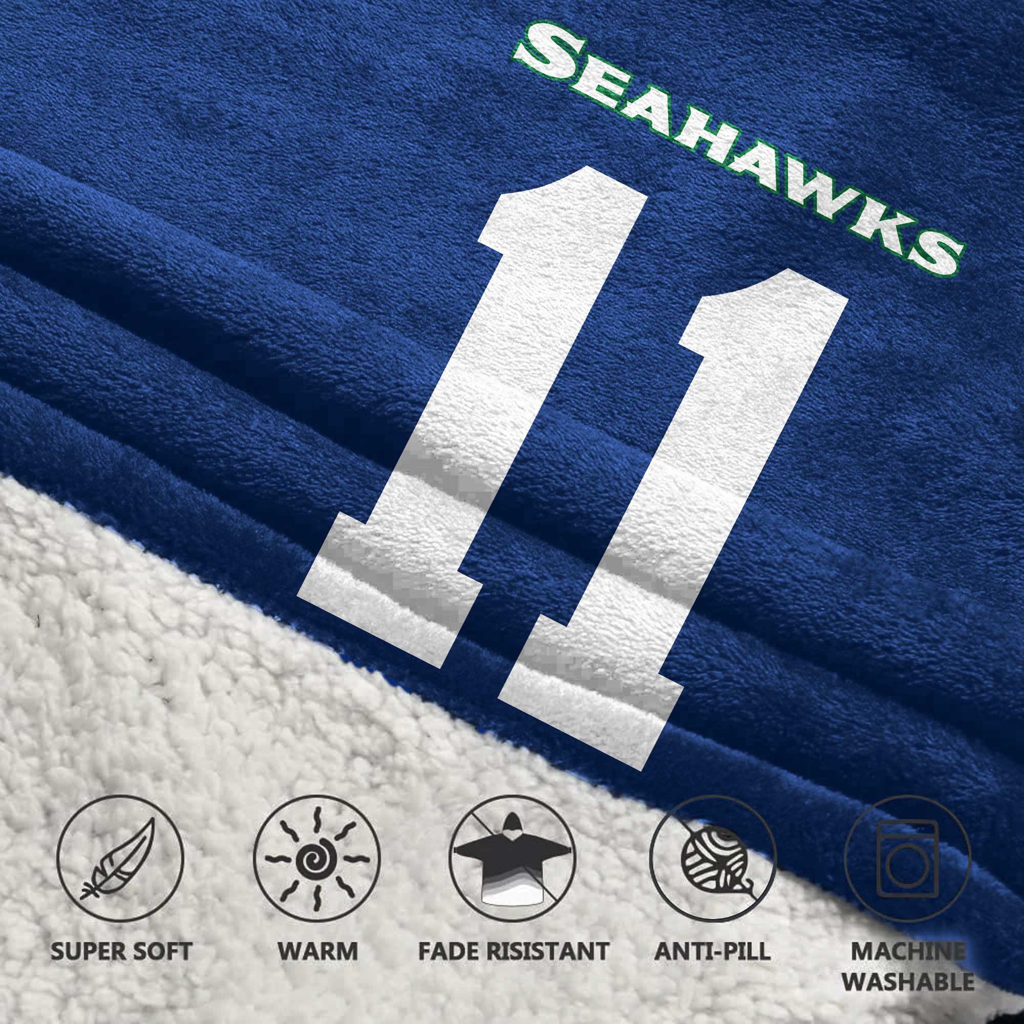 Adult 11 Seattle Football Unisex Blanket Hoodie