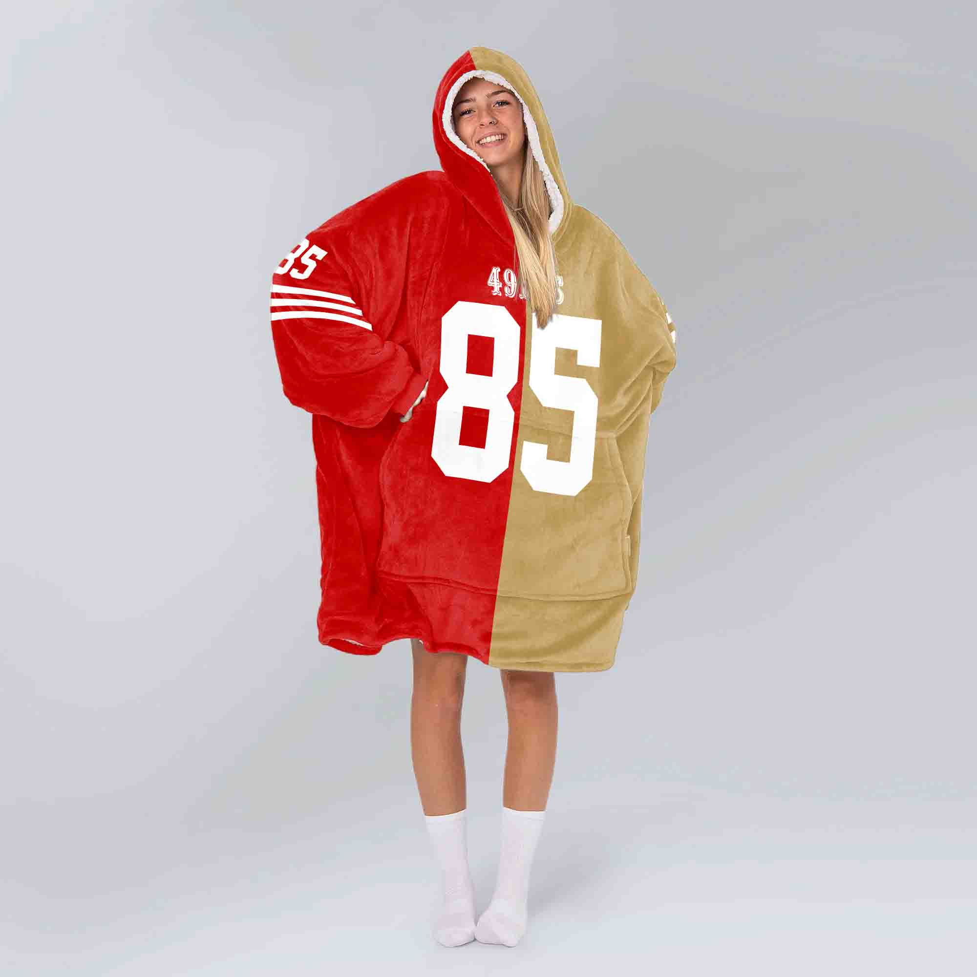 Adult 85 San Francisco 49ers Football Unisex Blanket Hoodie