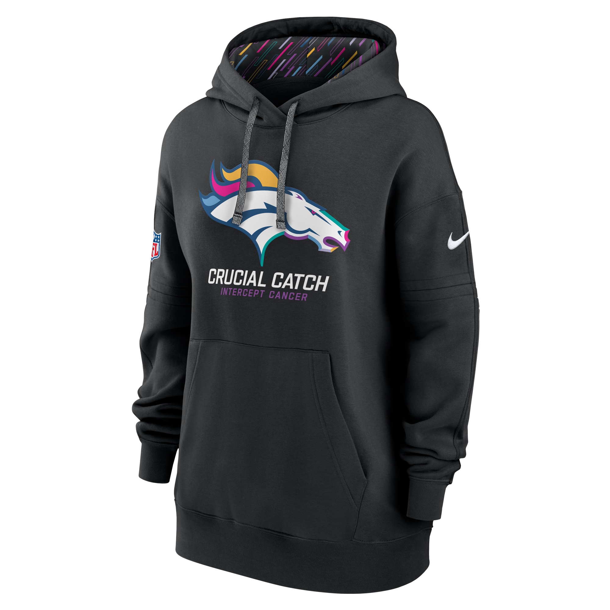 Denver Broncos Women's 2024 NFL Crucial Catch Club Pullover Hoodie - Black