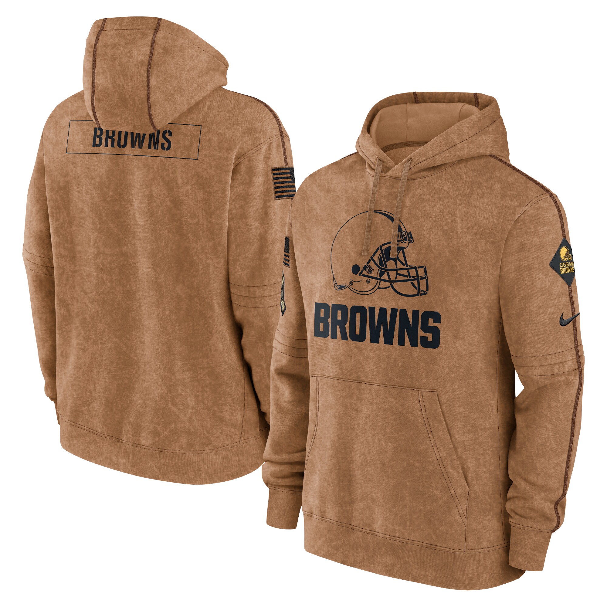 Cleveland Browns  2023 Salute To Service Club Pullover Hoodie - Brown