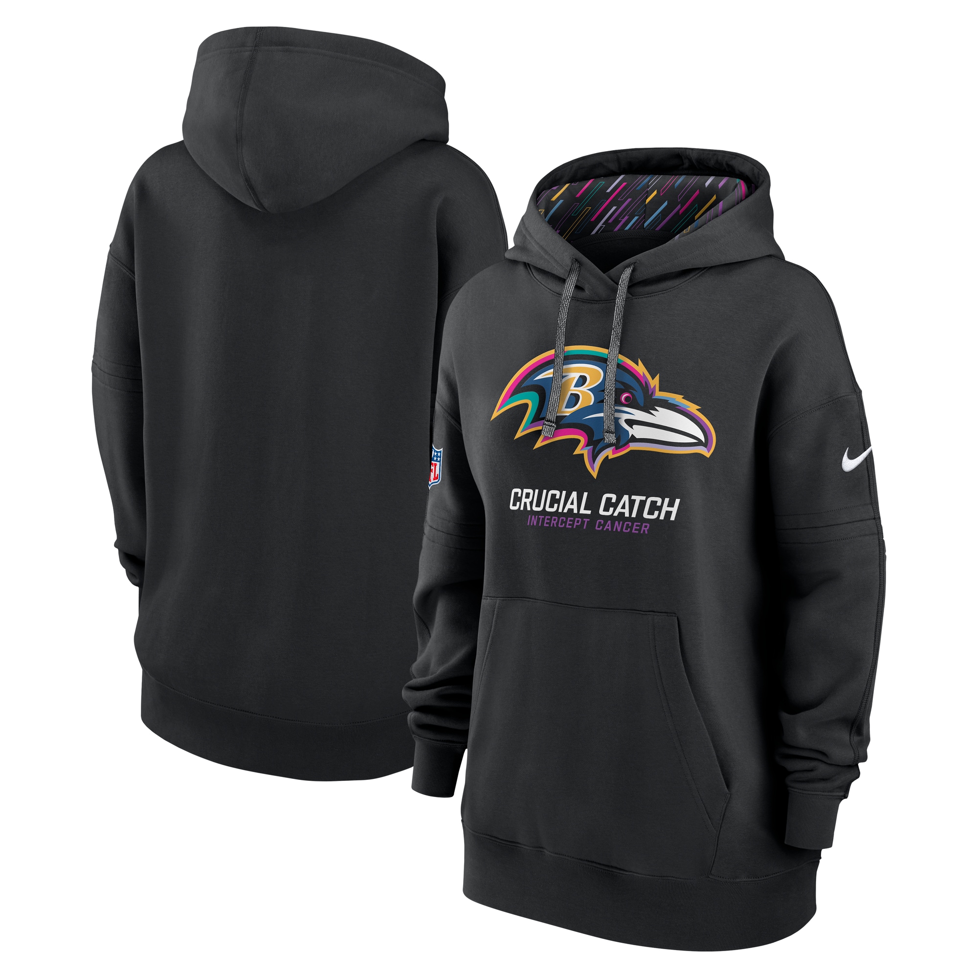 Baltimore Ravens Women's 2024 NFL Crucial Catch Club Pullover Hoodie - Black
