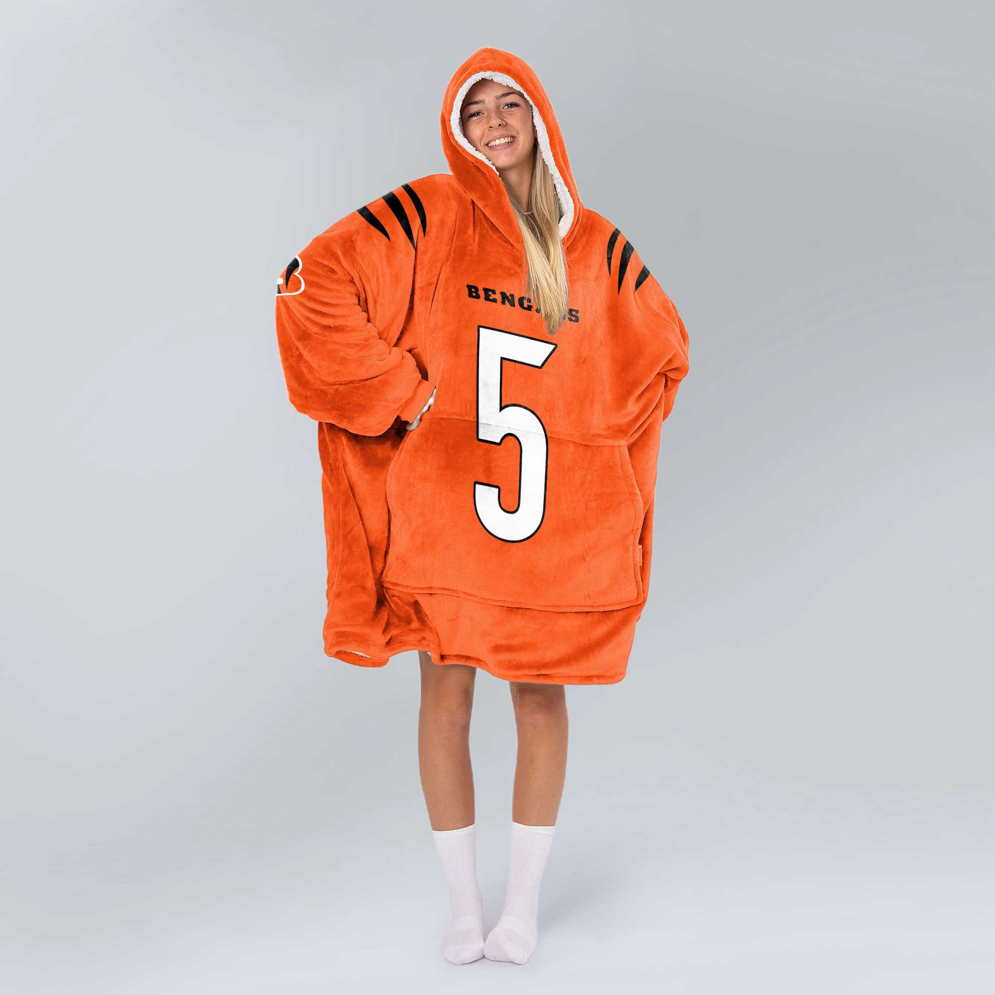 Adult 5 Cincinnati Football Unisex Blanket Hoodie