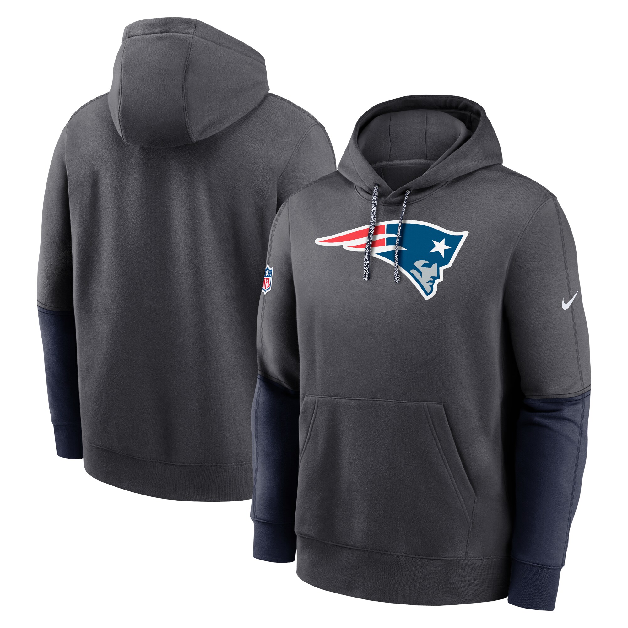 New England Patriots 2024 Sideline Club Pullover Hoodie - Anthracite