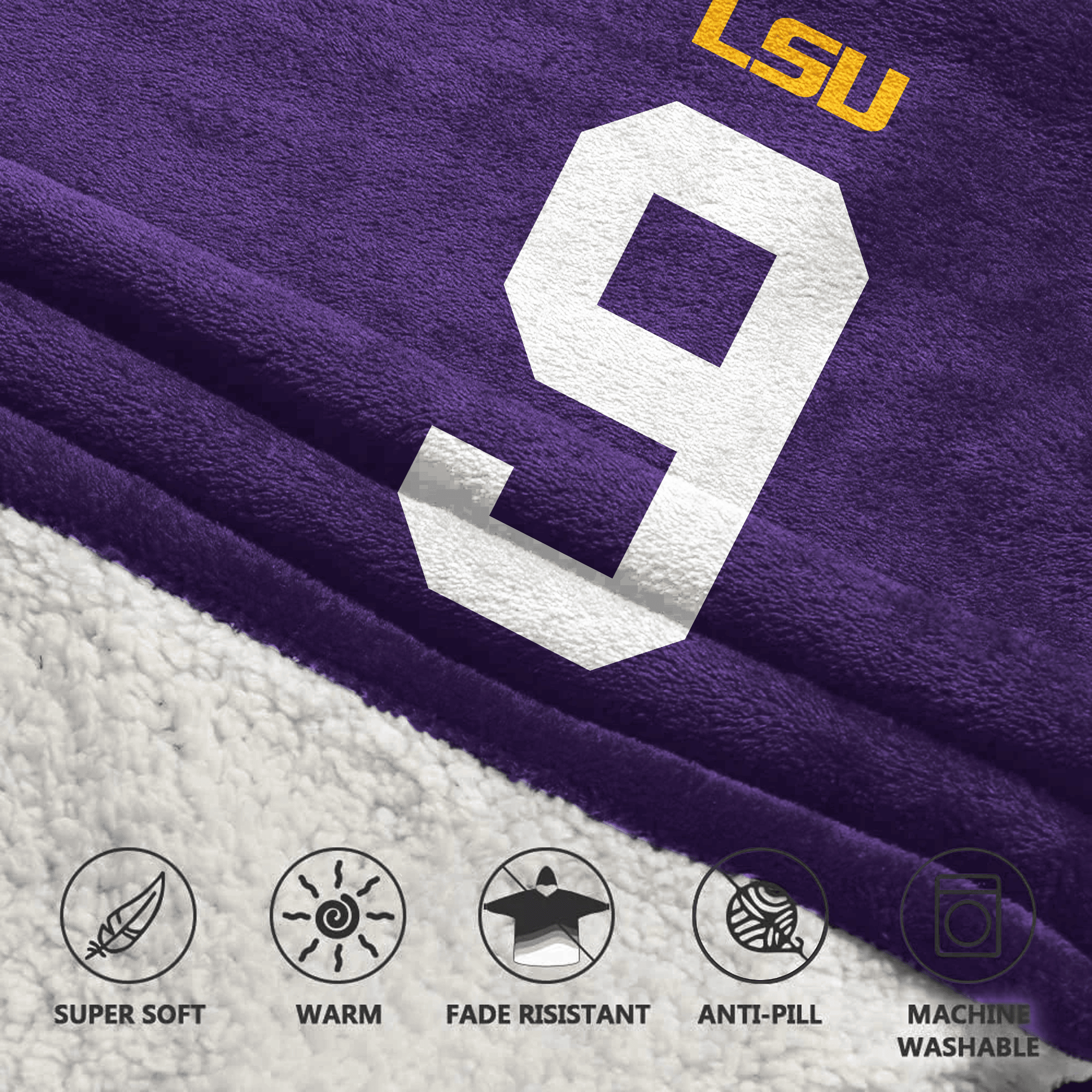 Adult J.B 9 LSU Football Unisex Blanket Hoodie