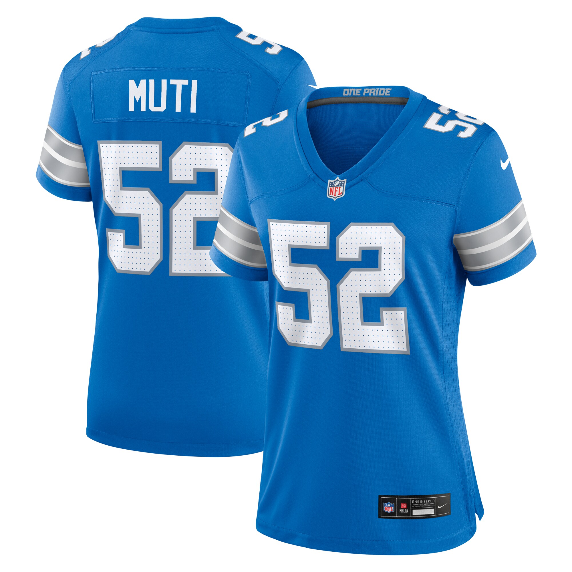 Netane Muti Detroit Lions Women's Game Jersey -  Blue