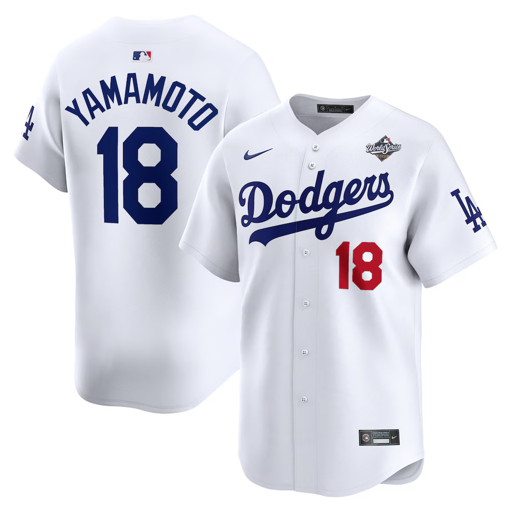 Yoshinobu Yamamoto #18 Los Angeles Dodgers 2025 World Series Home Limited Player Jersey - White