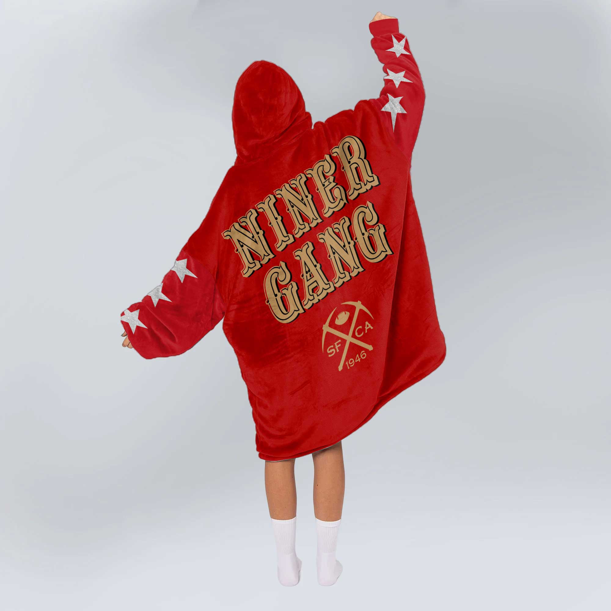Adult Add A New Member to San Francisco 49ers Football Unisex Blanket Hoodie