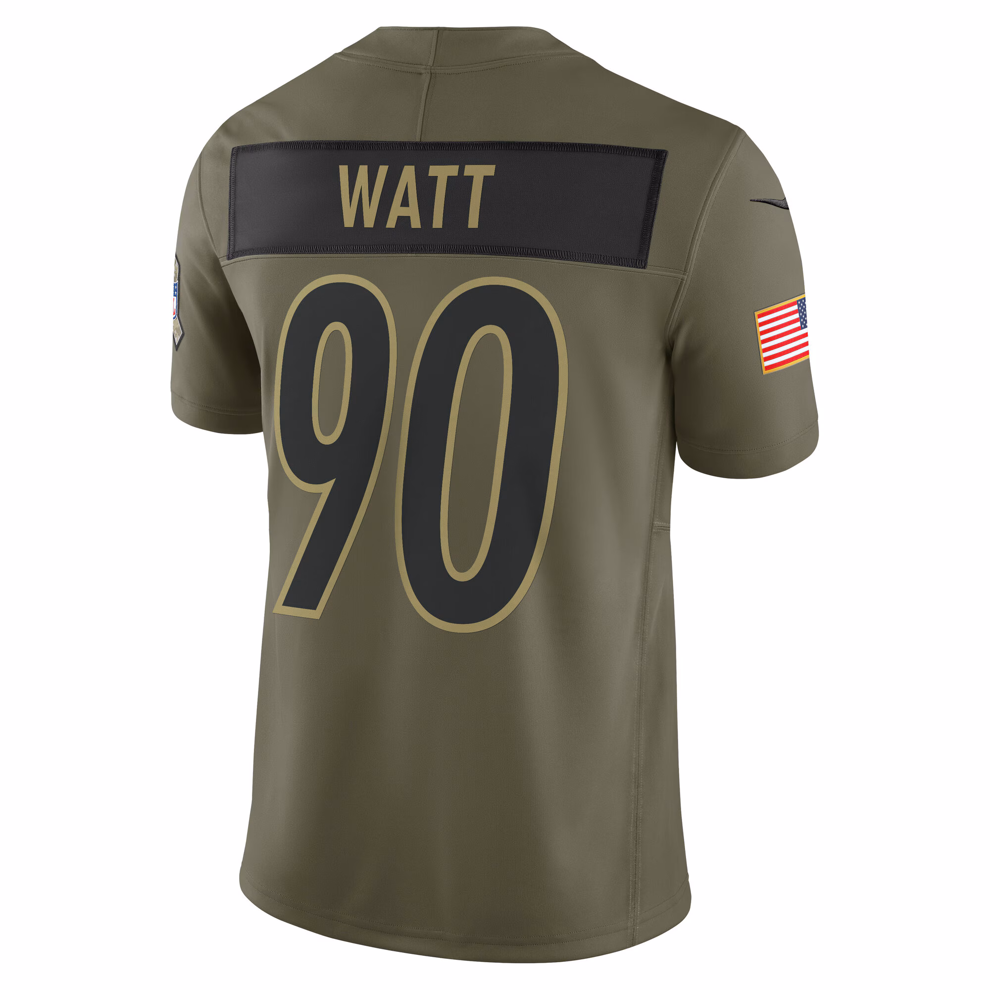 Men's Pittsburgh Steelers T.J. Watt Olive 2025 Salute to Service Limited Jersey