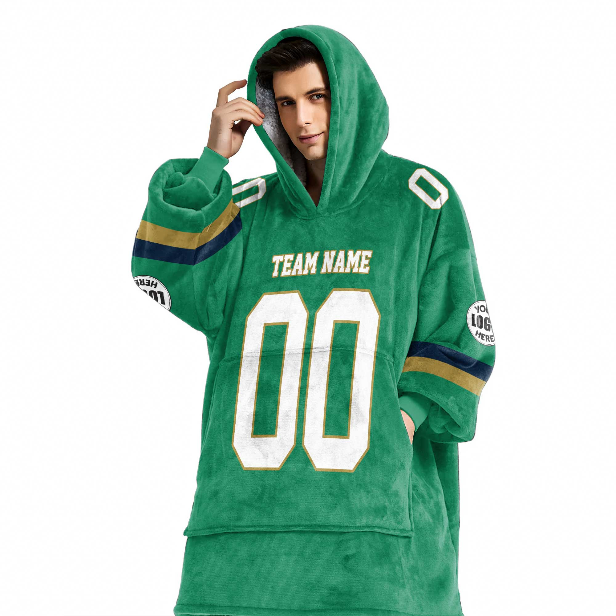 Adult Custom Blanket Hoodie Notre Dame Inspired Color