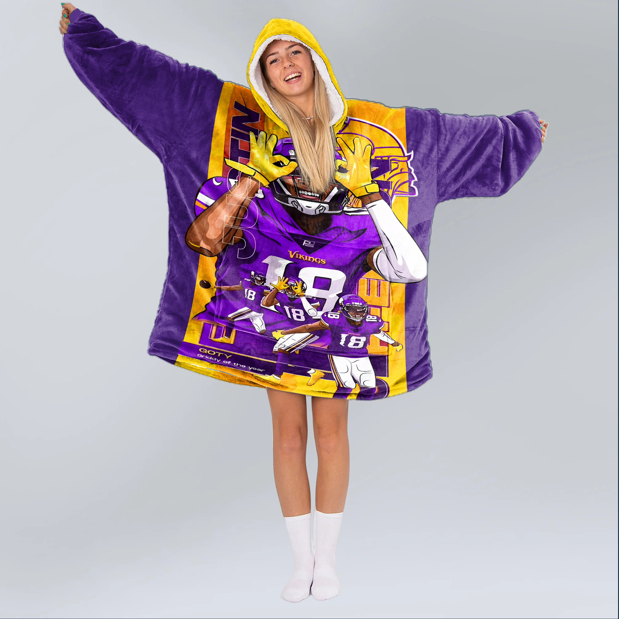 Adult JJ 18 Minnesota Football Unisex Blanket Hoodie