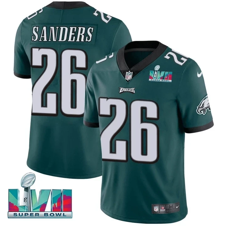 Men's Saquon Barkley #26 Players Limited Jersey Super Bowl LVII Patch-Green & Black & White