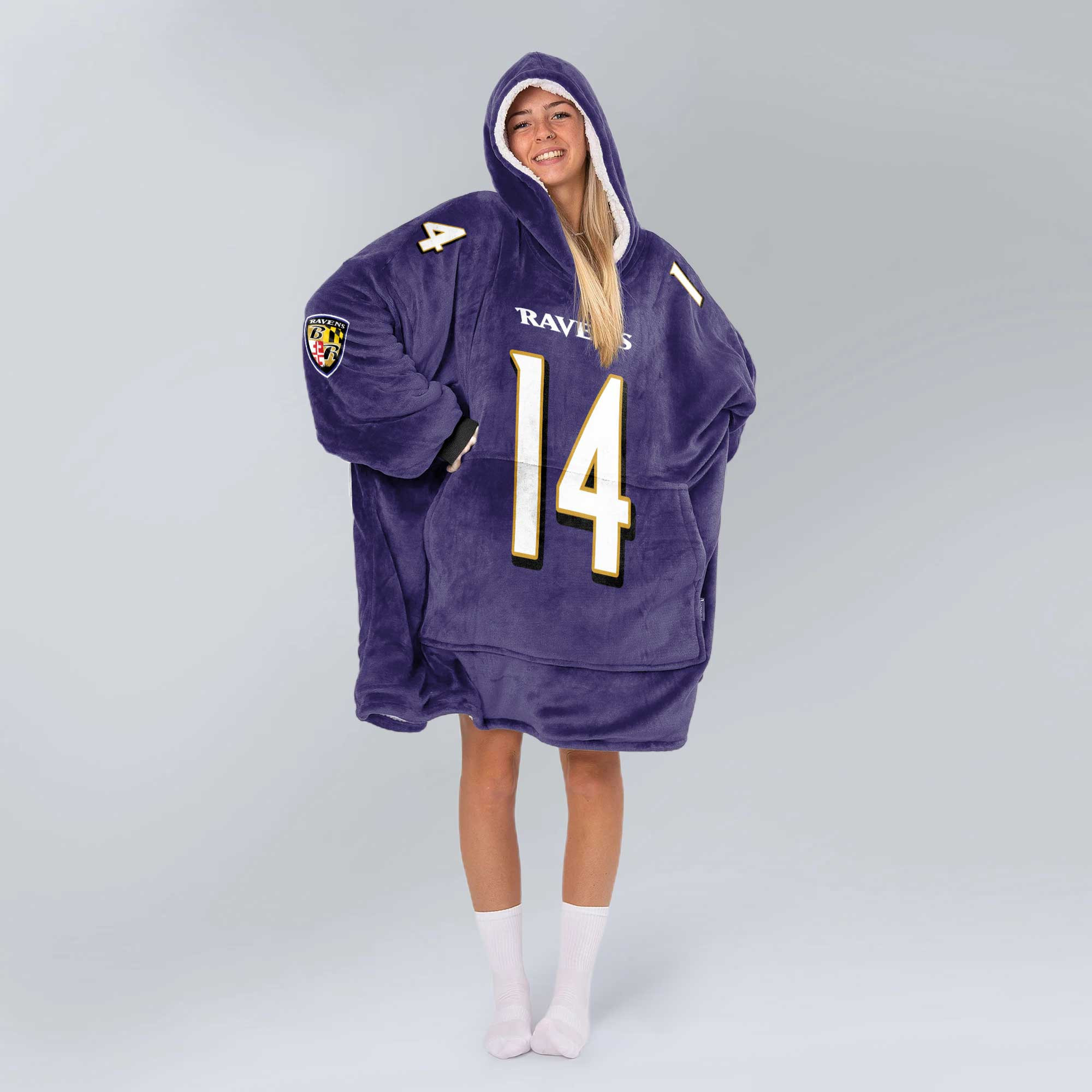 Adult 14 Baltimore Football Unisex Blanket Hoodie