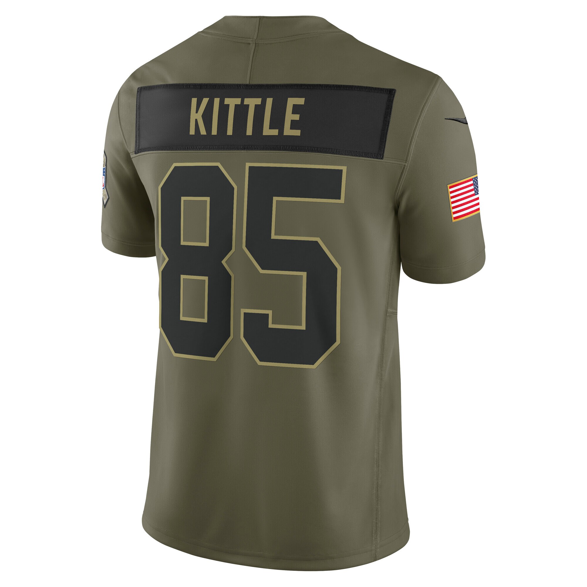 Men's San Francisco 49ers #85 George Kittle Olive 2025 Salute to Service Limited Jersey