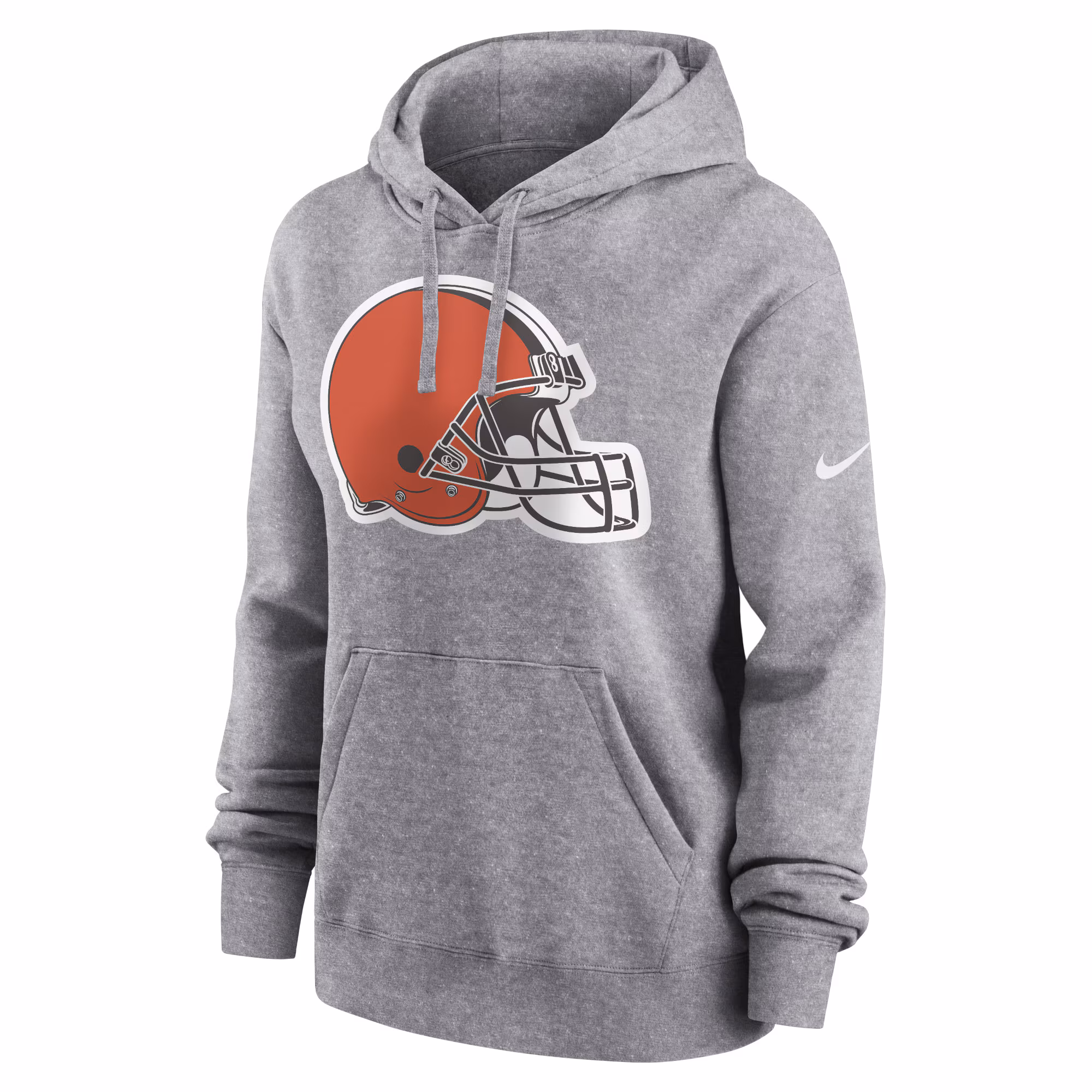 Cleveland Browns Women's Team Logo Club Fleece Pullover Hoodie - Heather Gray