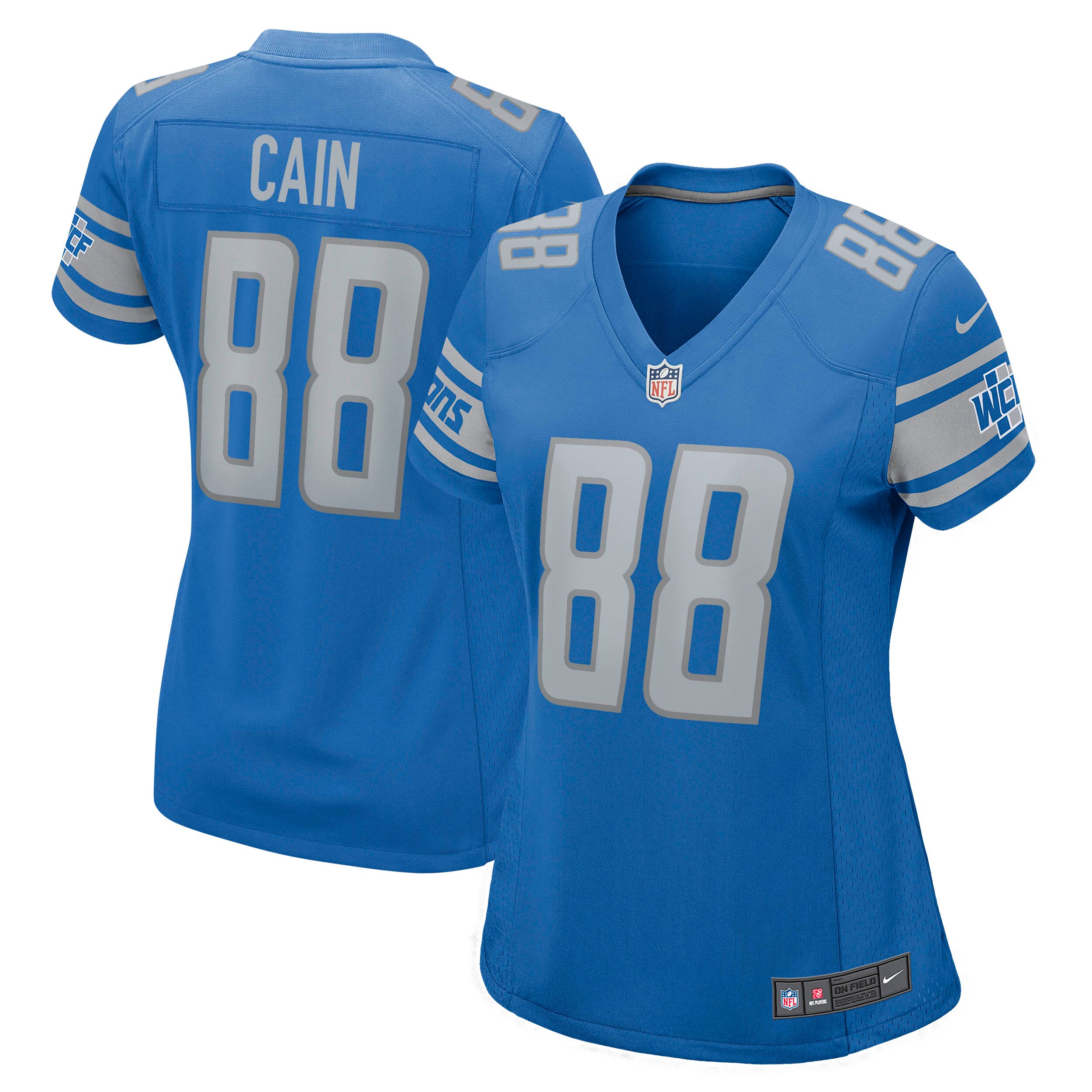 Jim Cain Detroit Lions  Women's Retired Player Jersey - Blue