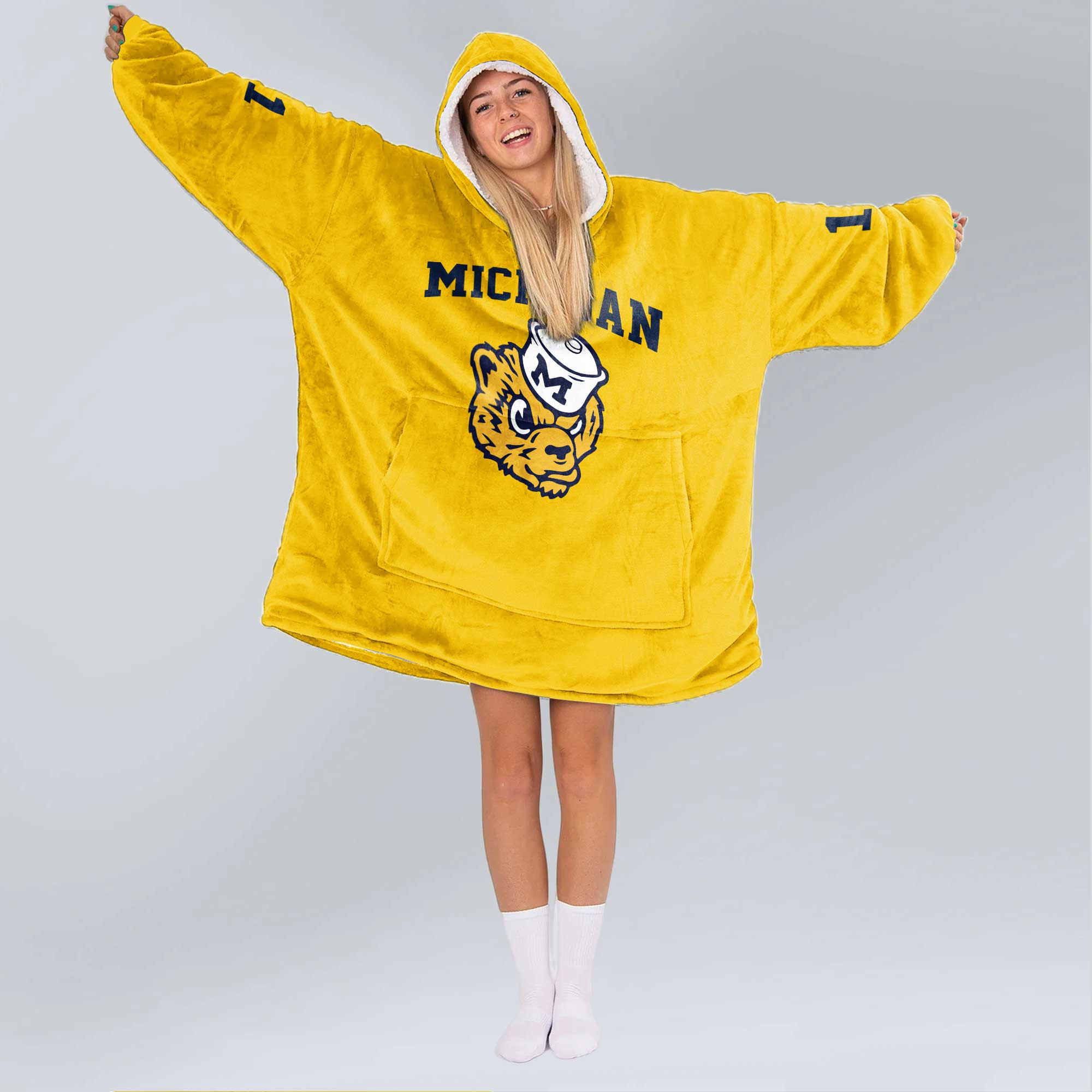 Adult 1 Michigan Football Unisex Blanket Hoodie