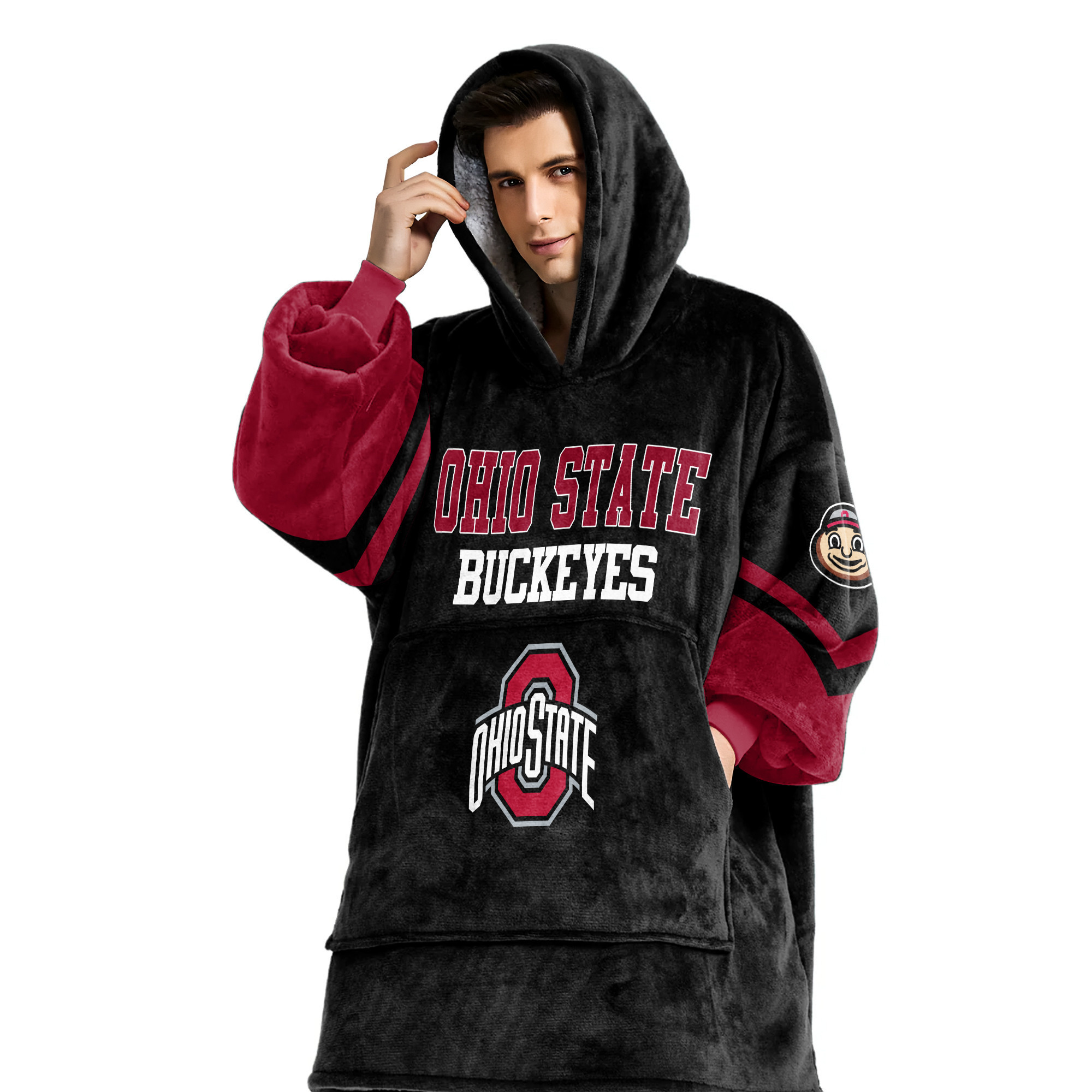 Adult Ohio State Football Unisex Blanket Hoodie
