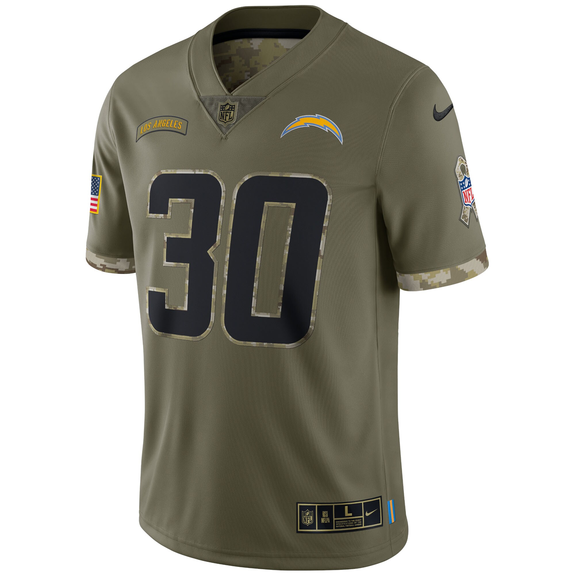 Austin Ekeler Los Angeles Chargers  2022 Salute To Service Limited Jersey - Olive