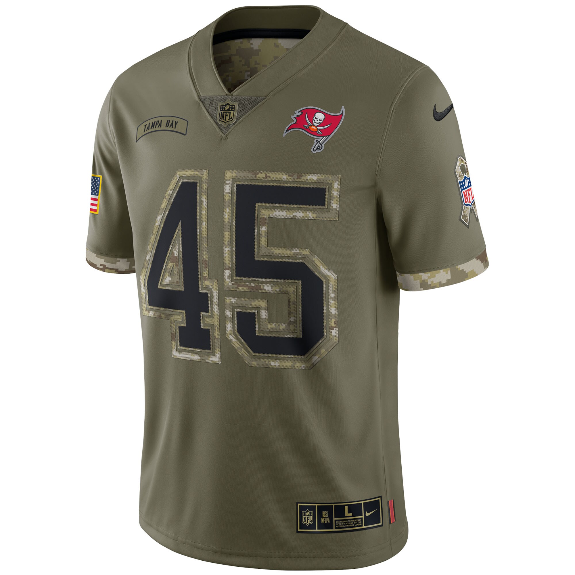 Devin White Tampa Bay Buccaneers  2022 Salute To Service Limited Jersey - Olive