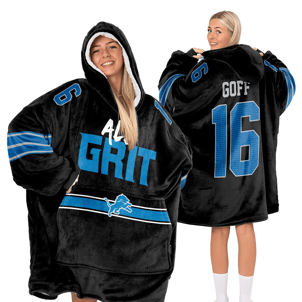 Adult All Grit J.G 16 Detroit Football Unisex Blanket Hoodie