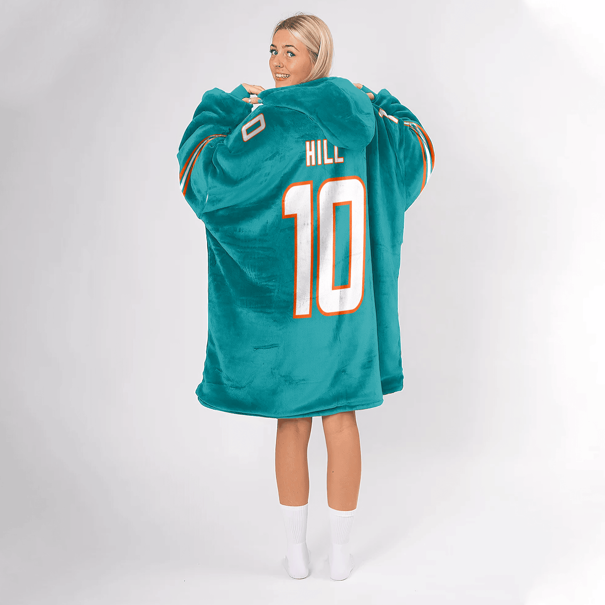 Fins Up T.H 10 Miami Football Unisex Blanket Hoodie